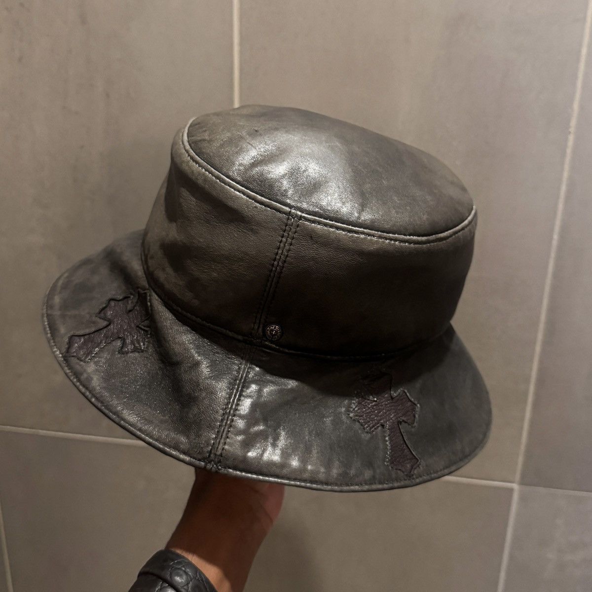 Chrome Hearts Chrome Hearts Cemetery Cross Leather Patch Bucket Hat Size ONE SIZE - 5 Thumbnail