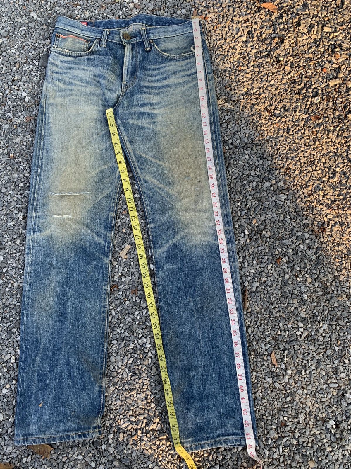 Edwin VINTAGE EDWIN SELVEDGE BUCKLE BACK RUSTY DISTRESSED DENIM Size US 33 - 21 Thumbnail