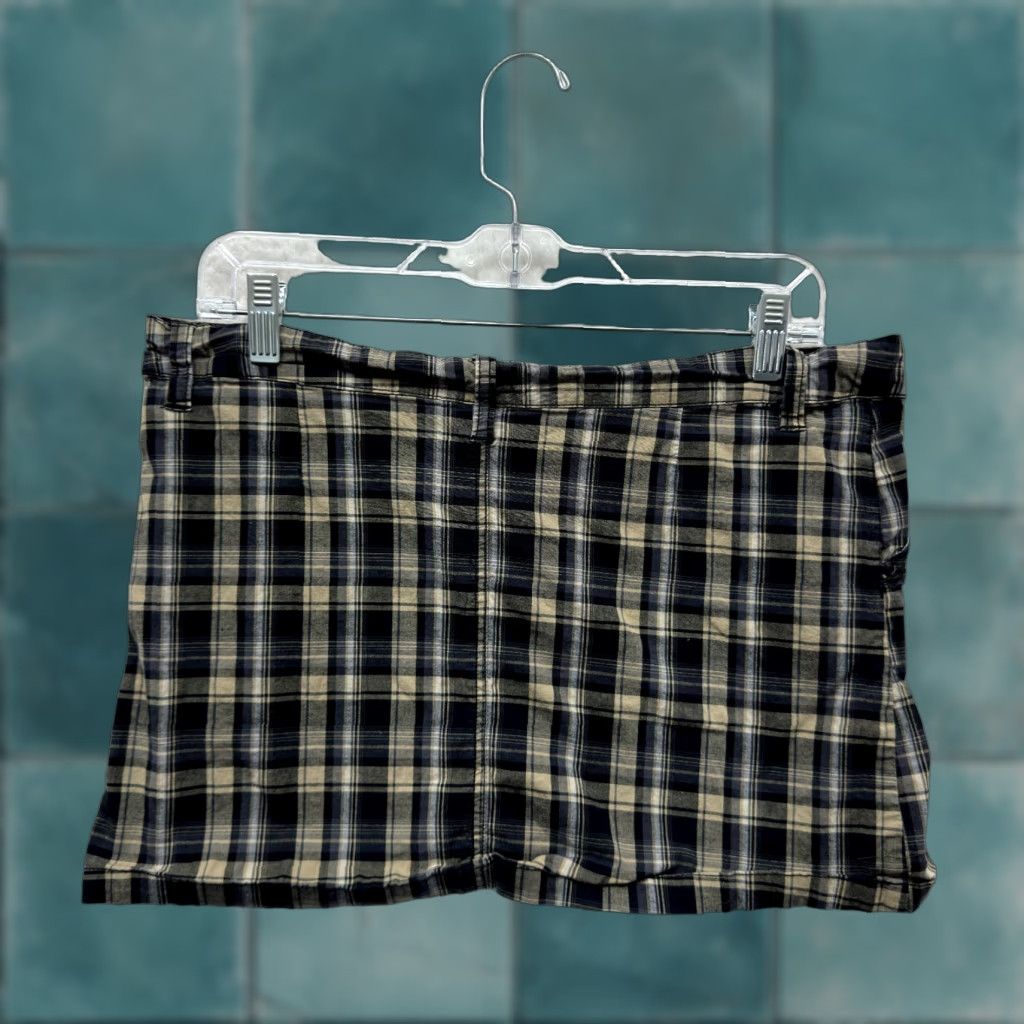 Vintage VINTAGE Y2K Low Rise Mini Skirt 29 Large Plaid Cyber Grunge Fairy Goth Punk Blue Cotton Blend One Tuff Babe L Womens Size 36" / US 14 / IT 50 - 1 Thumbnail