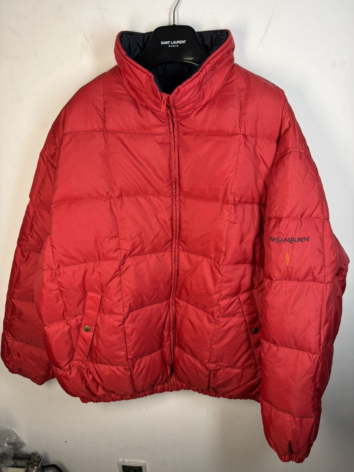 Yves Saint Laurent Winter YSL Down Jacket Puffer Red Bomber Heavy Coat Size US XL / EU 56 / 4 - 19 Thumbnail