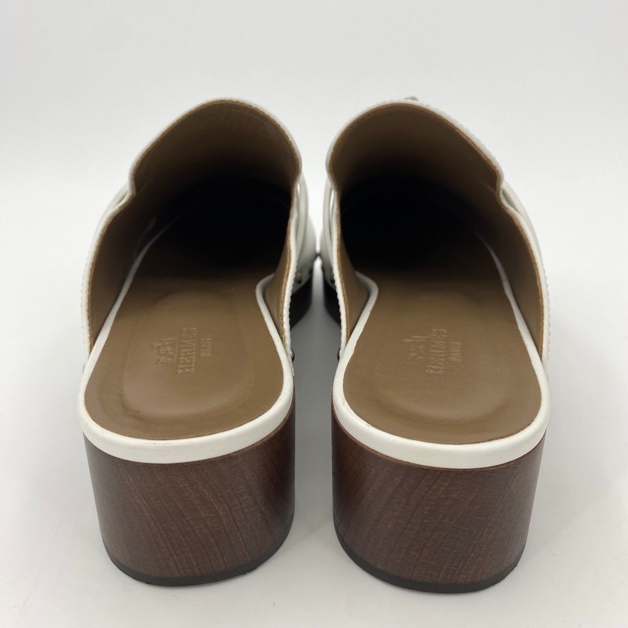 Hermes [Hermes] White Leather Studded Mule Sandals 36 Size US 6 / IT 36 - 5 Thumbnail