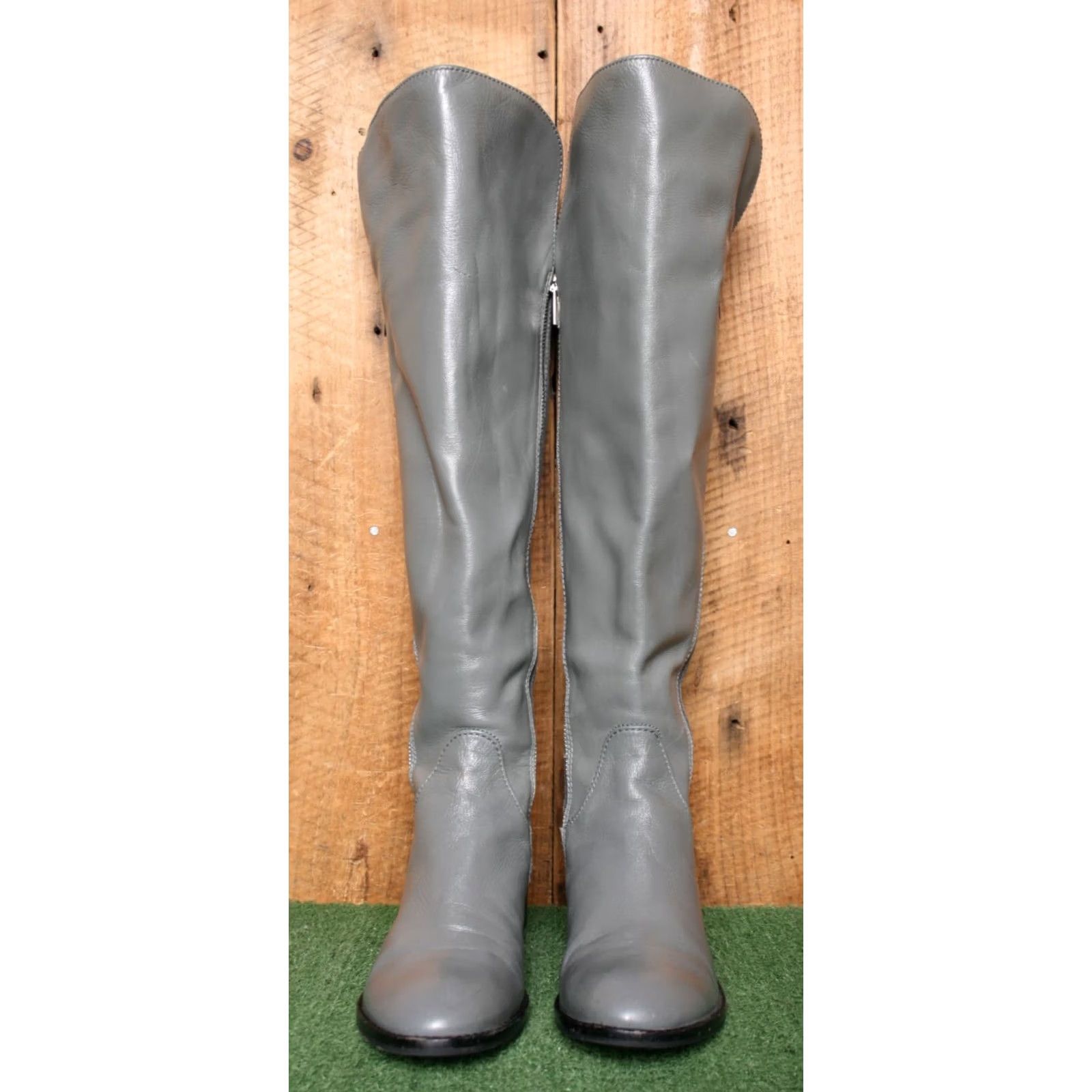 Michael Kors MICHAEL KORS Gray Leather & Suede Over-The-Knee Boots Sz. 7.5 M 20" Tall Riding Boot Womens Size US 8 / IT 38 - 4 Thumbnail