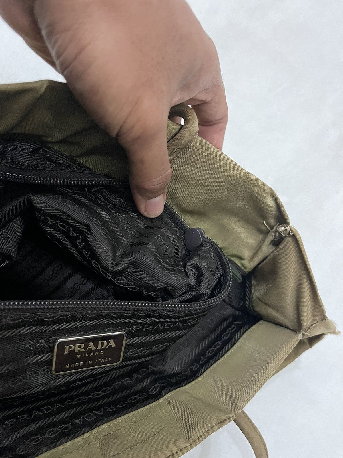 Designer × Prada Prada Nylon Brown Tote Bag Size ONE SIZE - 11 Thumbnail