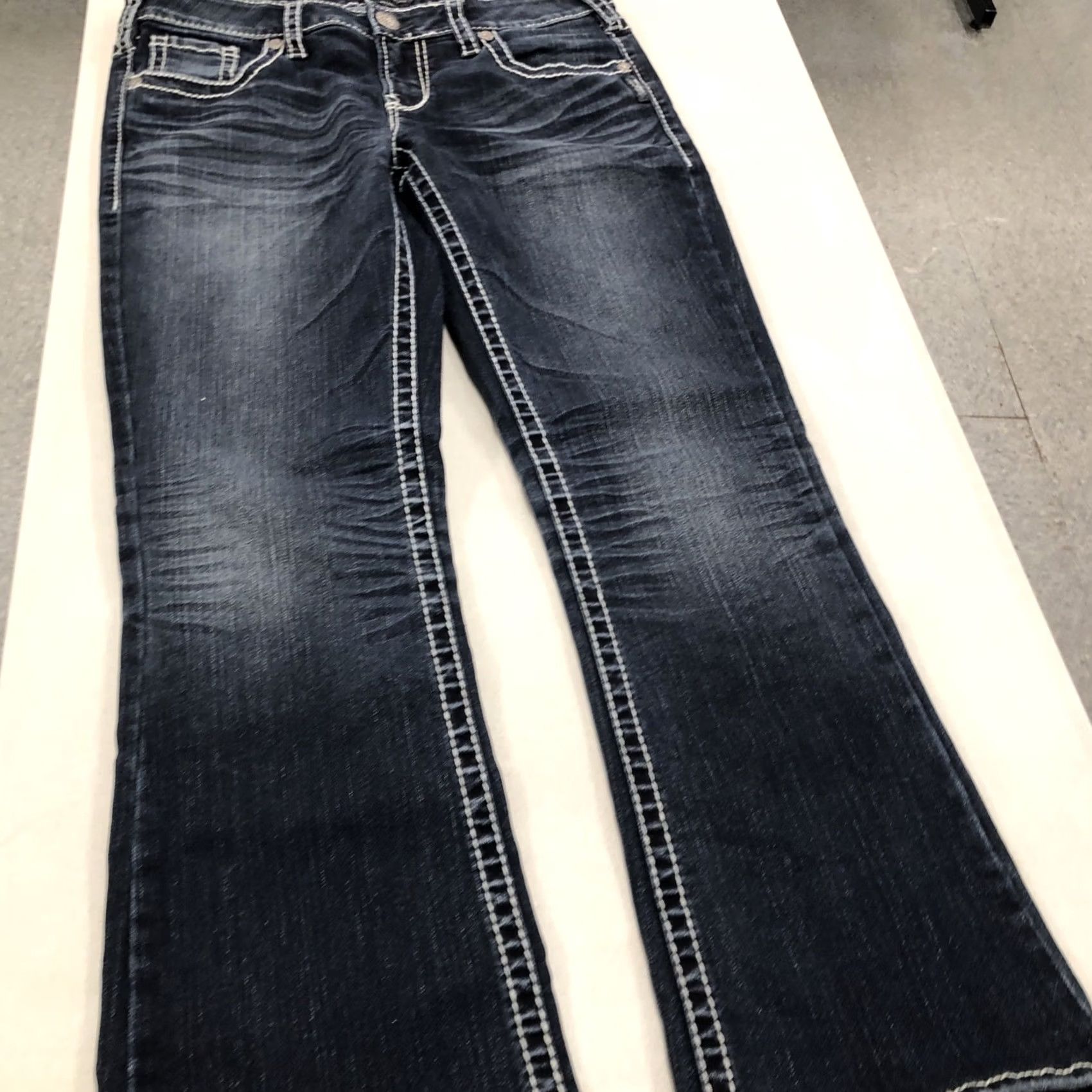 Silver Jeans Co. Silver Jeans Aiko Bootcut Jeans Womens 32x28 Denim Dark Stretch 5-Pocket Button Zip Haw 90s Cowboy Hipster Logo Modern Size 24" / US 00 / IT 34 - 3 Thumbnail