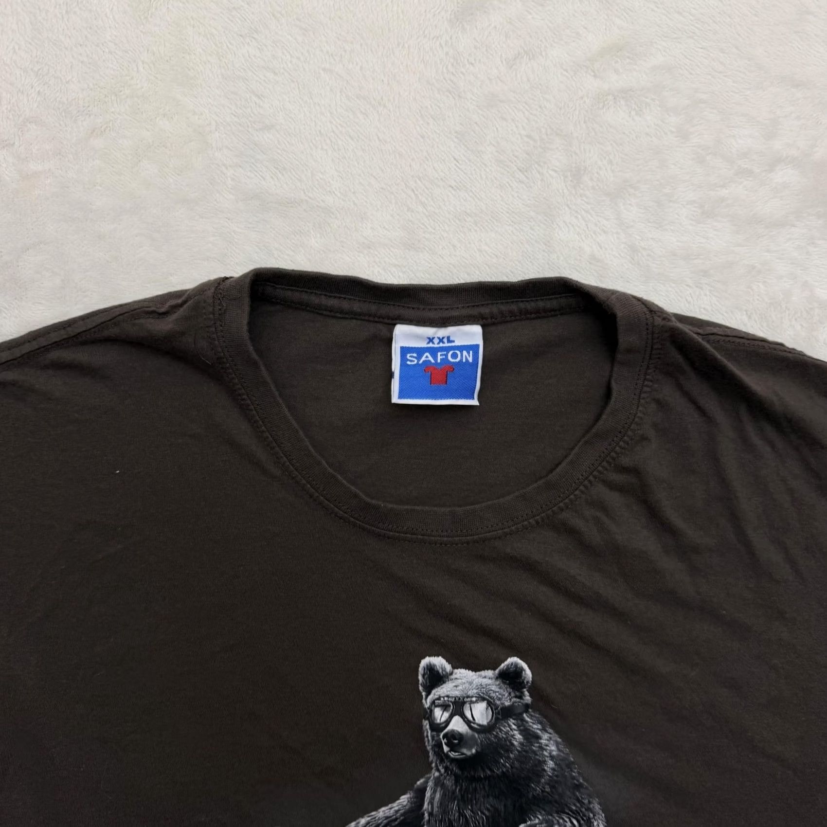 Vintage Safon Shirt Mens 2XL Brown Berlin Bear Motorcycle Graphic T-Shirt Tee Streetwear Size US XXL / EU 58 / 5 - 3 Thumbnail