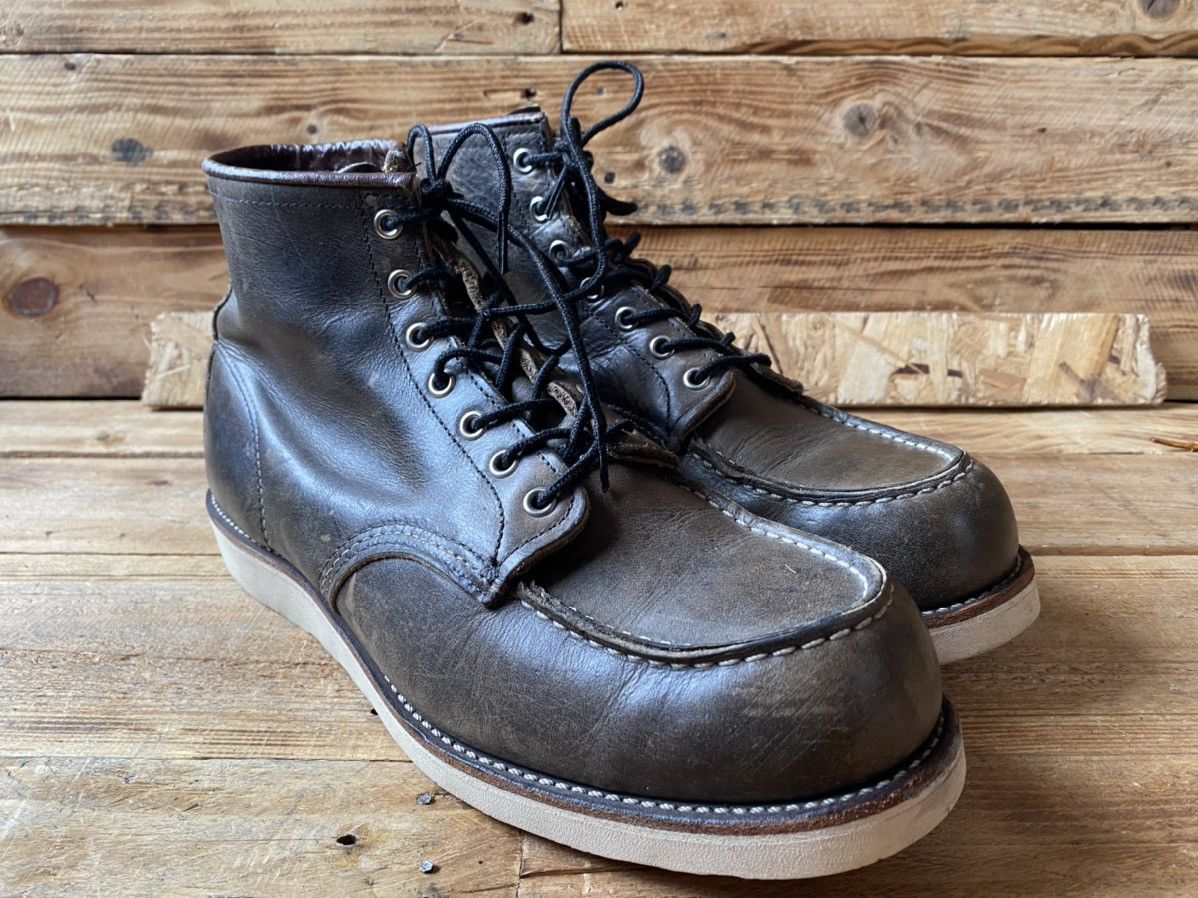 Red Wing Redwing moc-toe charcoal rough leather boots sz12D Size US 12 / EU 45 - 10 Thumbnail