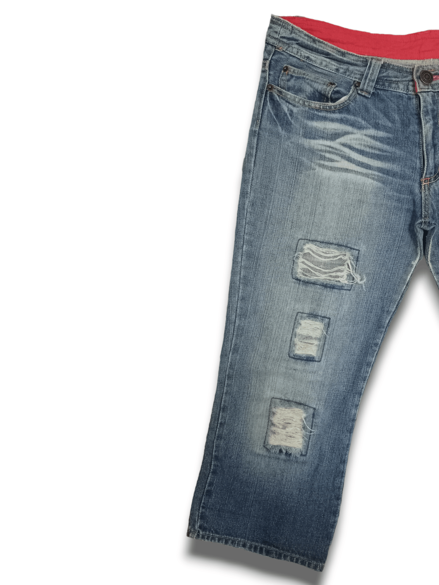 Japanese Brand Vintage Japanese Brand Blue Wash Distress Baggy Jean Shorts Size US 34 / EU 50 - 7 Thumbnail