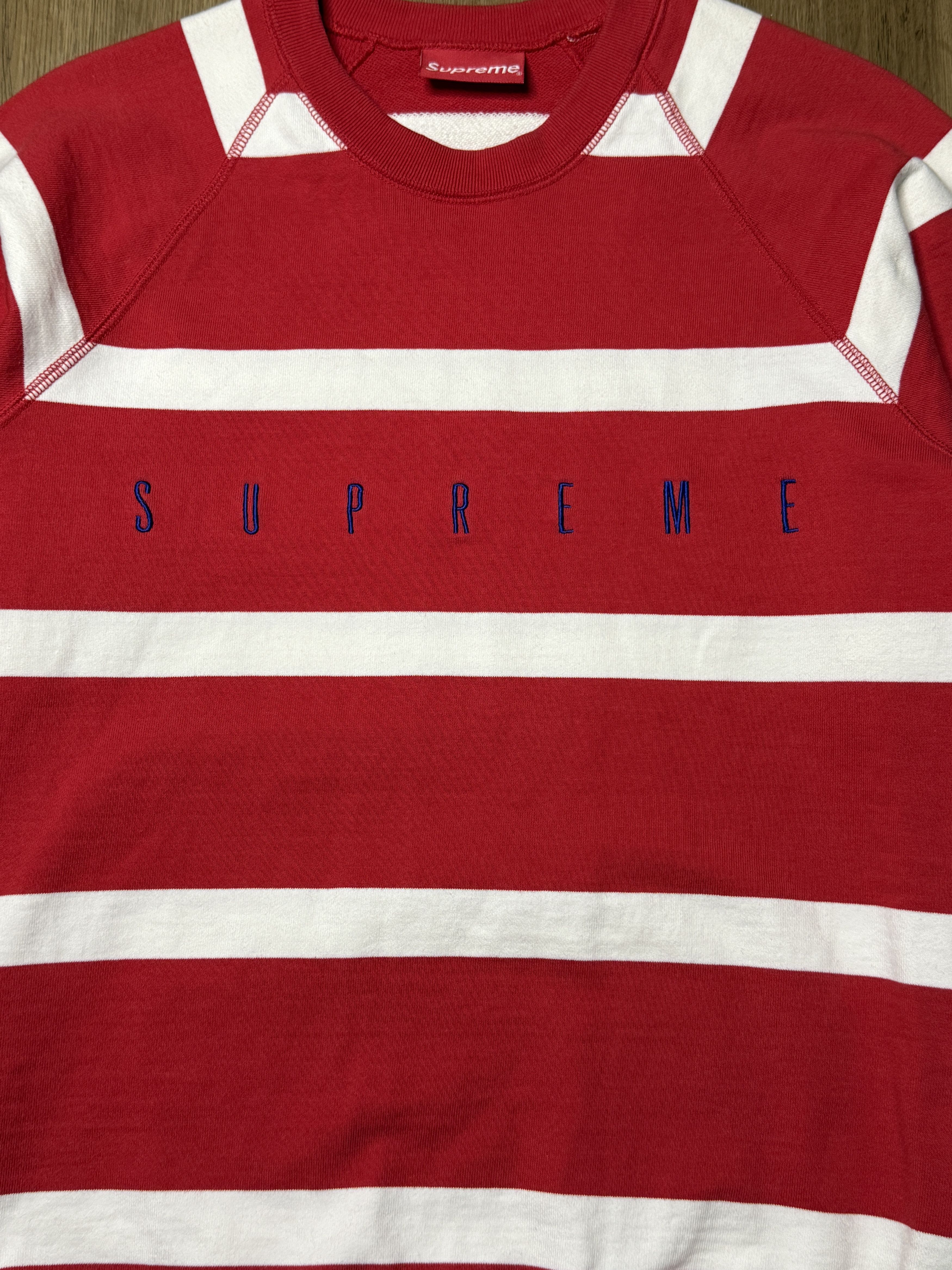 Supreme Supreme FW15 Striped Raglan Crewneck Red Size US M / EU 48-50 / 2 - 10 Thumbnail