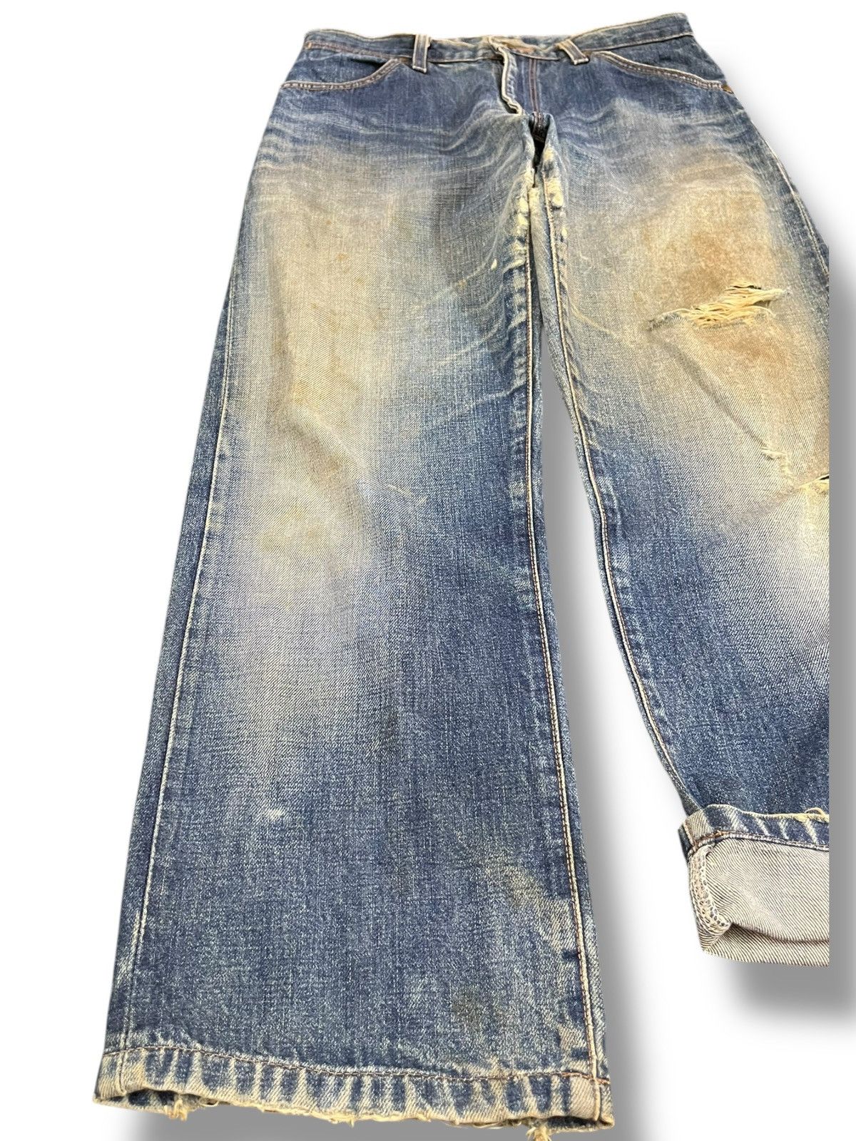 4GSELLER Vintage Wrangler Selvedge Mudwash Distressed Denim Size US 30 / EU 46 - 3 Thumbnail