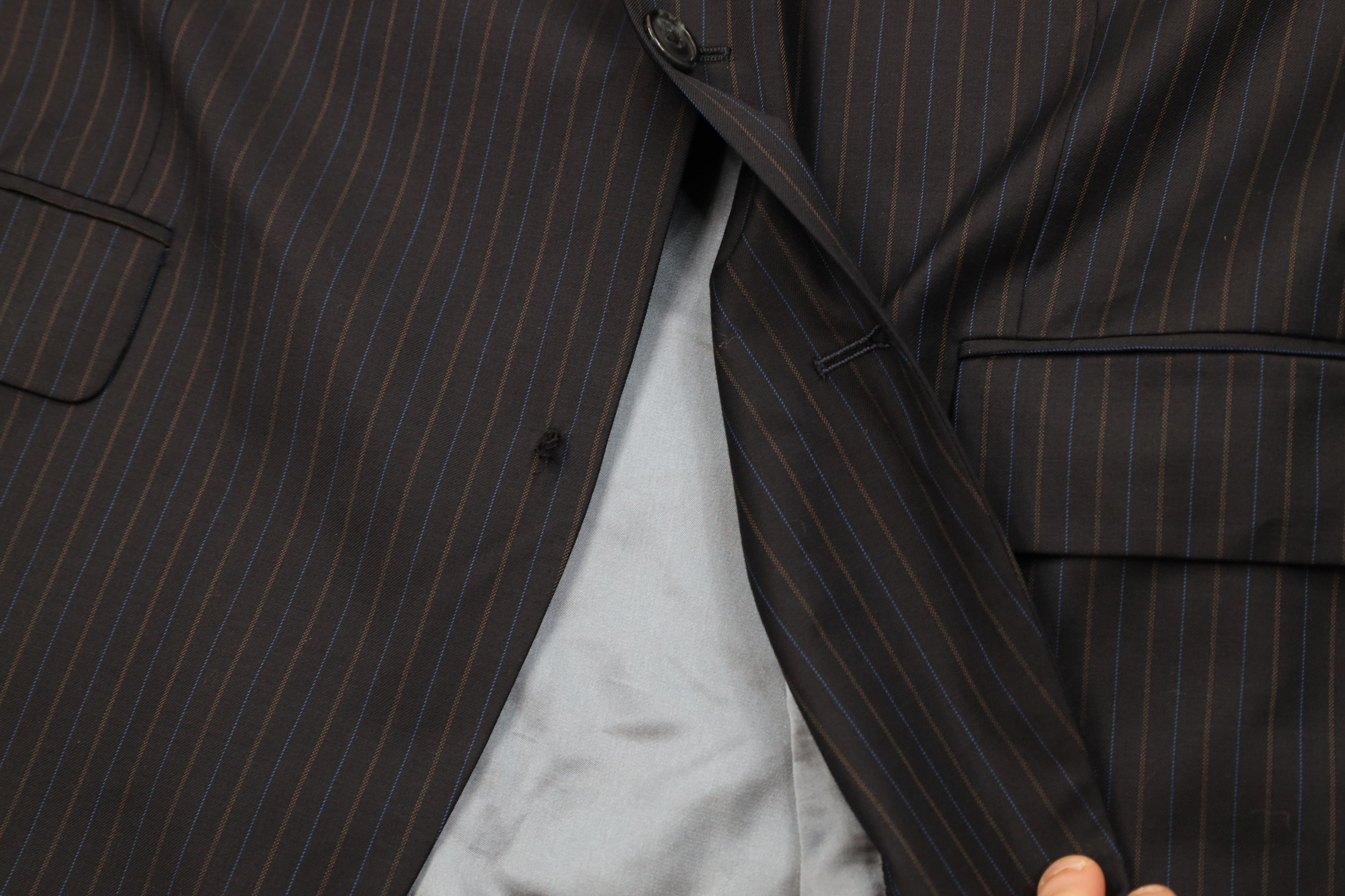 Vintage Vintage Streetwear 2 Piece Super 140s Wool Striped Suit Size 44L - 6 Thumbnail