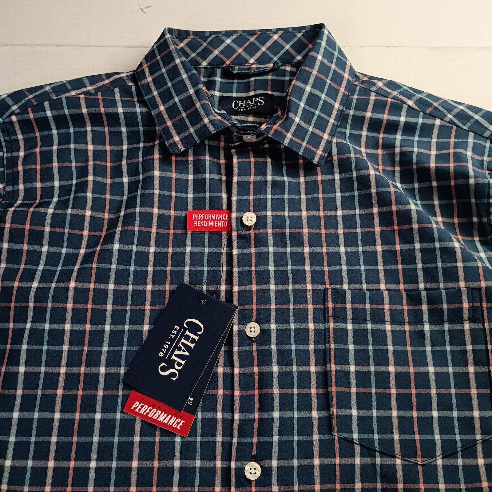 Chaps Chaps Checkered Shirt Men's M Medium Blue Stretch UPF 50 Size US M / EU 48-50 / 2 - 2 Thumbnail