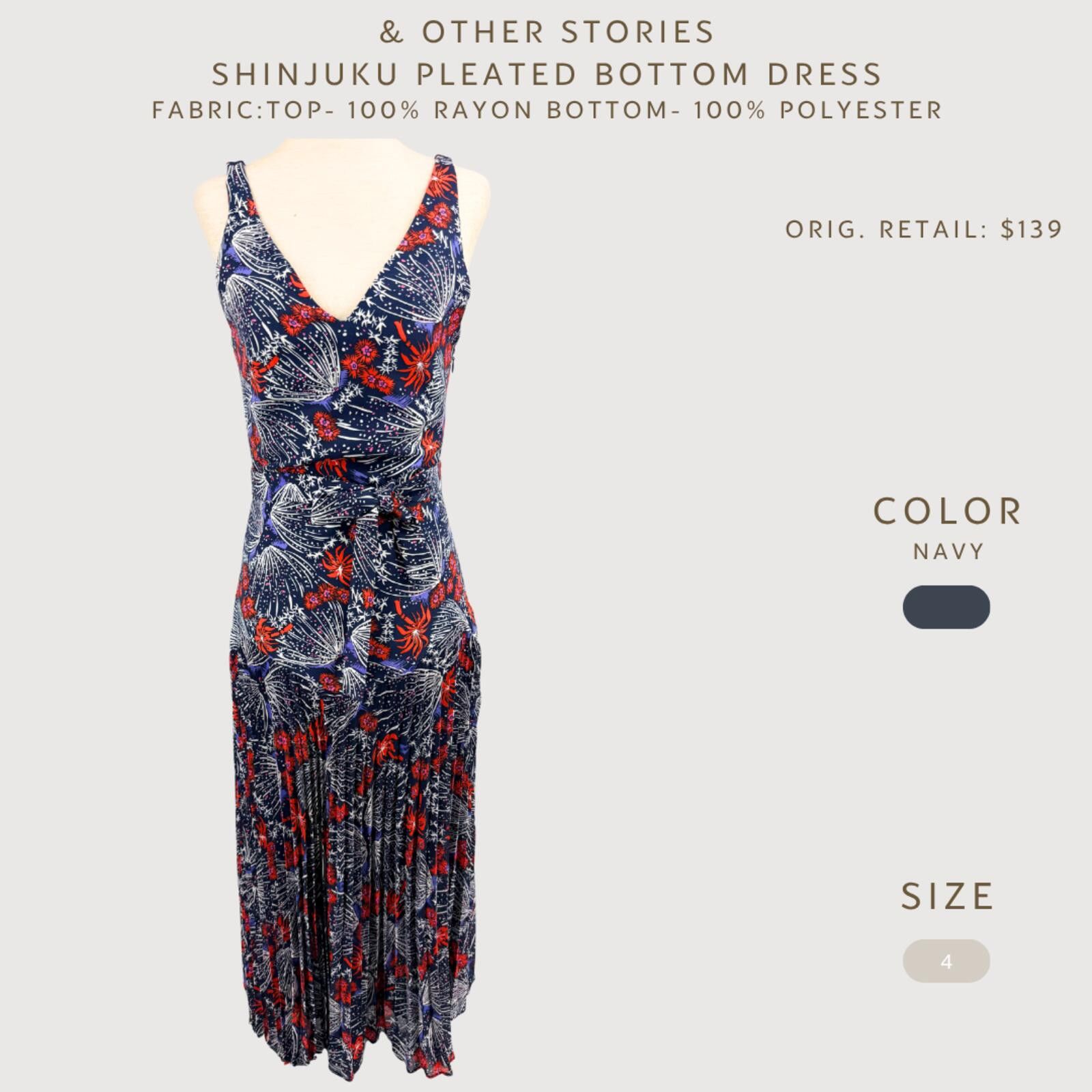 Other & Other Stories Pleated Drop Waist Midi Dress 4 Size S / US 4 / IT 40 - 2 Thumbnail