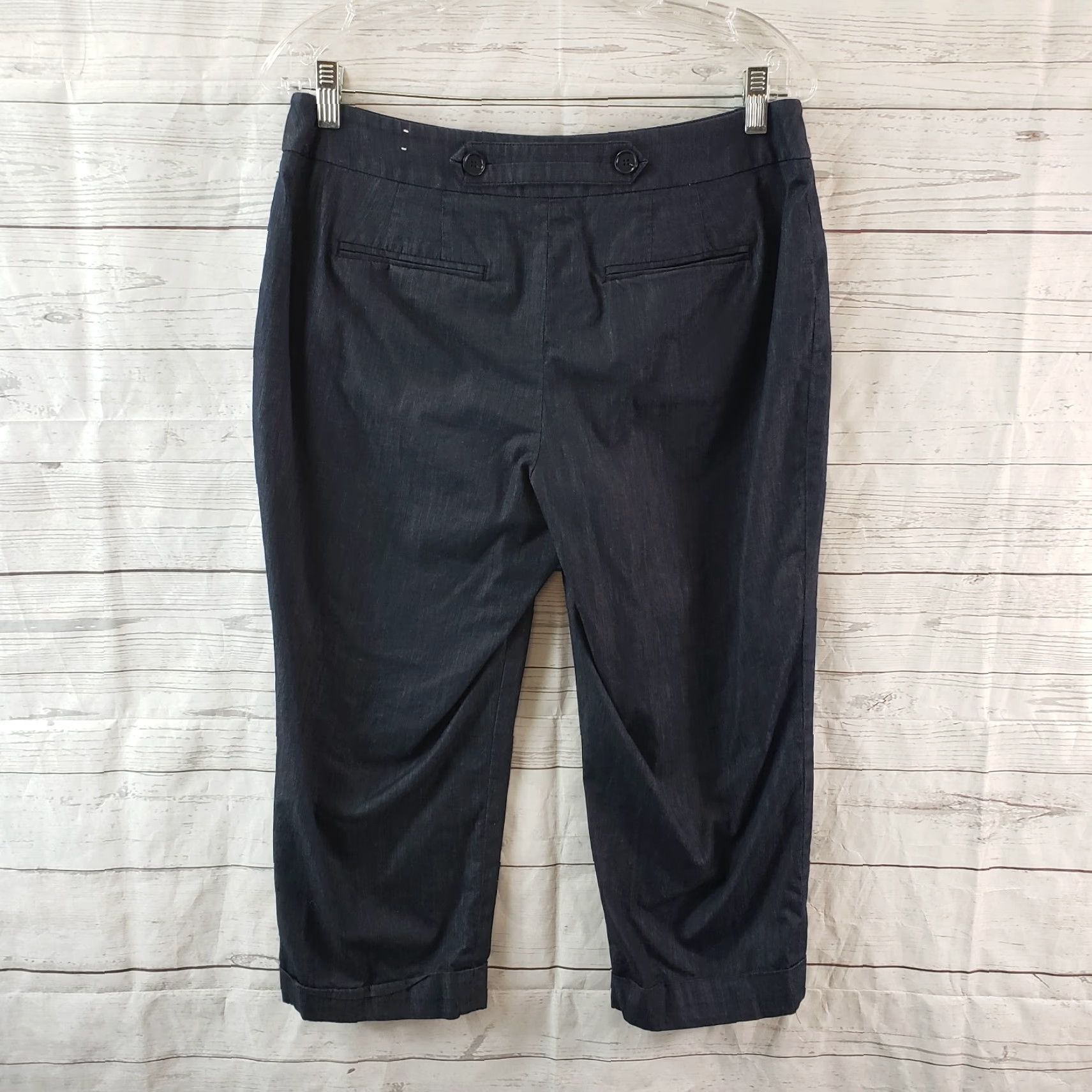 Ann Taylor Ann Taylor LOFT Womens Julie Cropped Pants Sz 10P Blue Mid Rise Cotton Blend Size 32" / US 10 / IT 46 - 3 Thumbnail