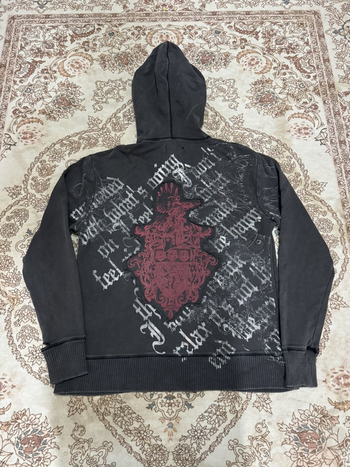 In The Attic × Japanese Brand × Vintage Vintage In The Attic Distress Zipper Hoodie Punk Design Size US M / EU 48-50 / 2 - 4 Thumbnail