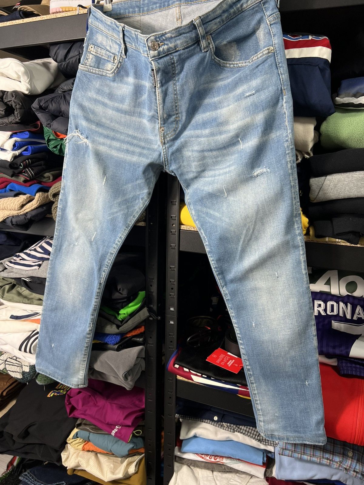 Dsquared2 Dsquared2 Light Wash Distressed Jeans Size 52 Slim Fit Italy Size US 36 / EU 52 - 3 Thumbnail