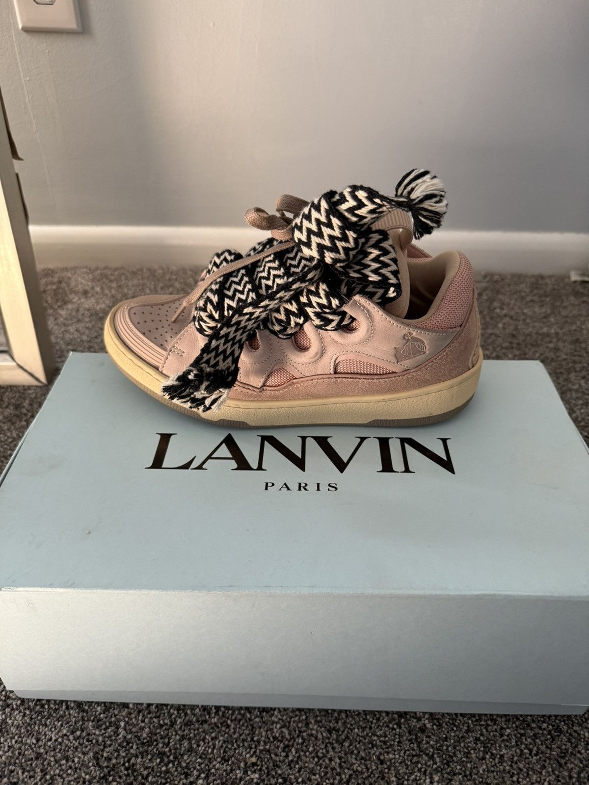 Lanvin Lanvin Leather Curb Sneakers - Pink Size US 8 / IT 38 - 1 Thumbnail