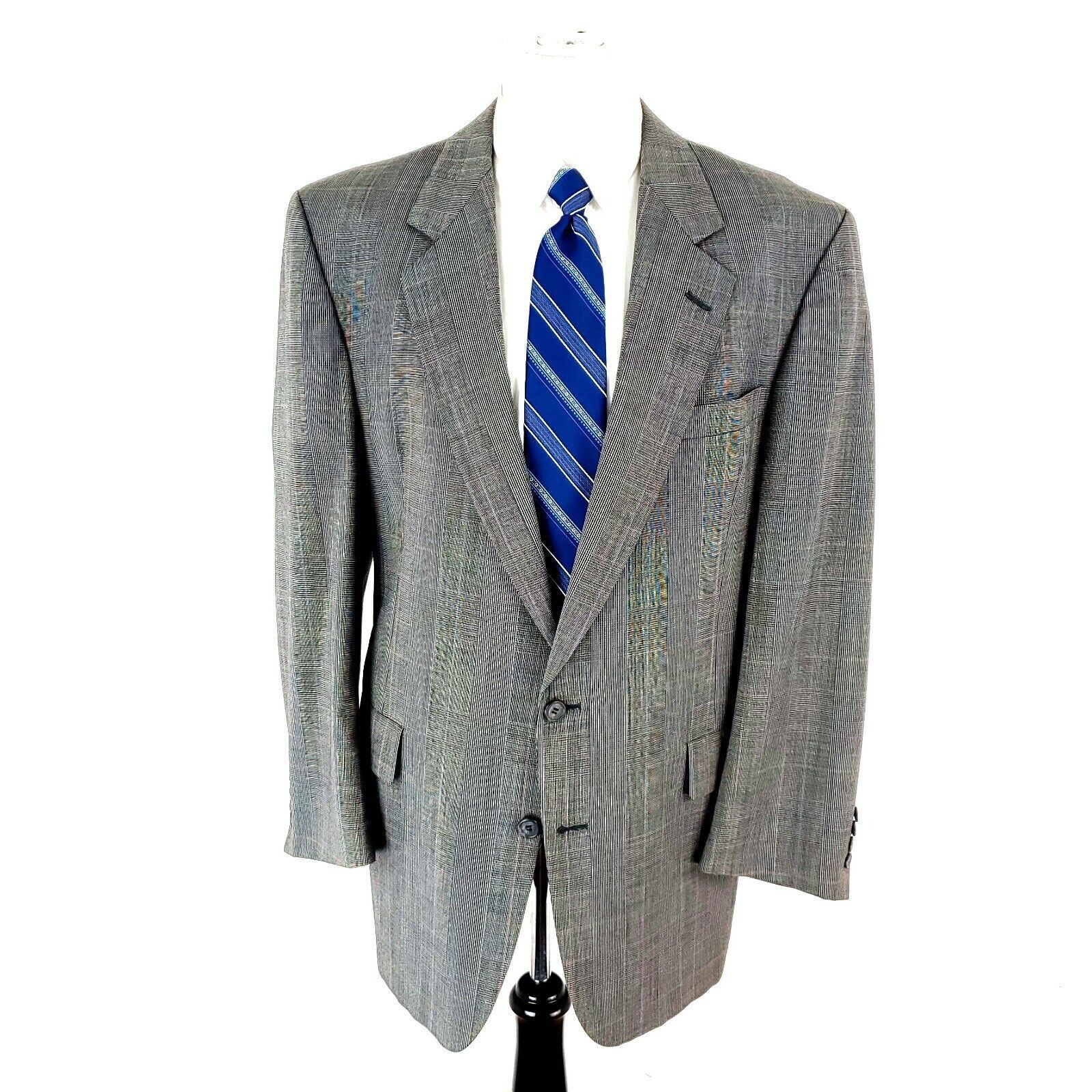 Hart Schaffner Marx DAMAGED Hart Schaffner Marx Wool 2 Button Sport Coat 44R Gra Size 44R - 3 Thumbnail
