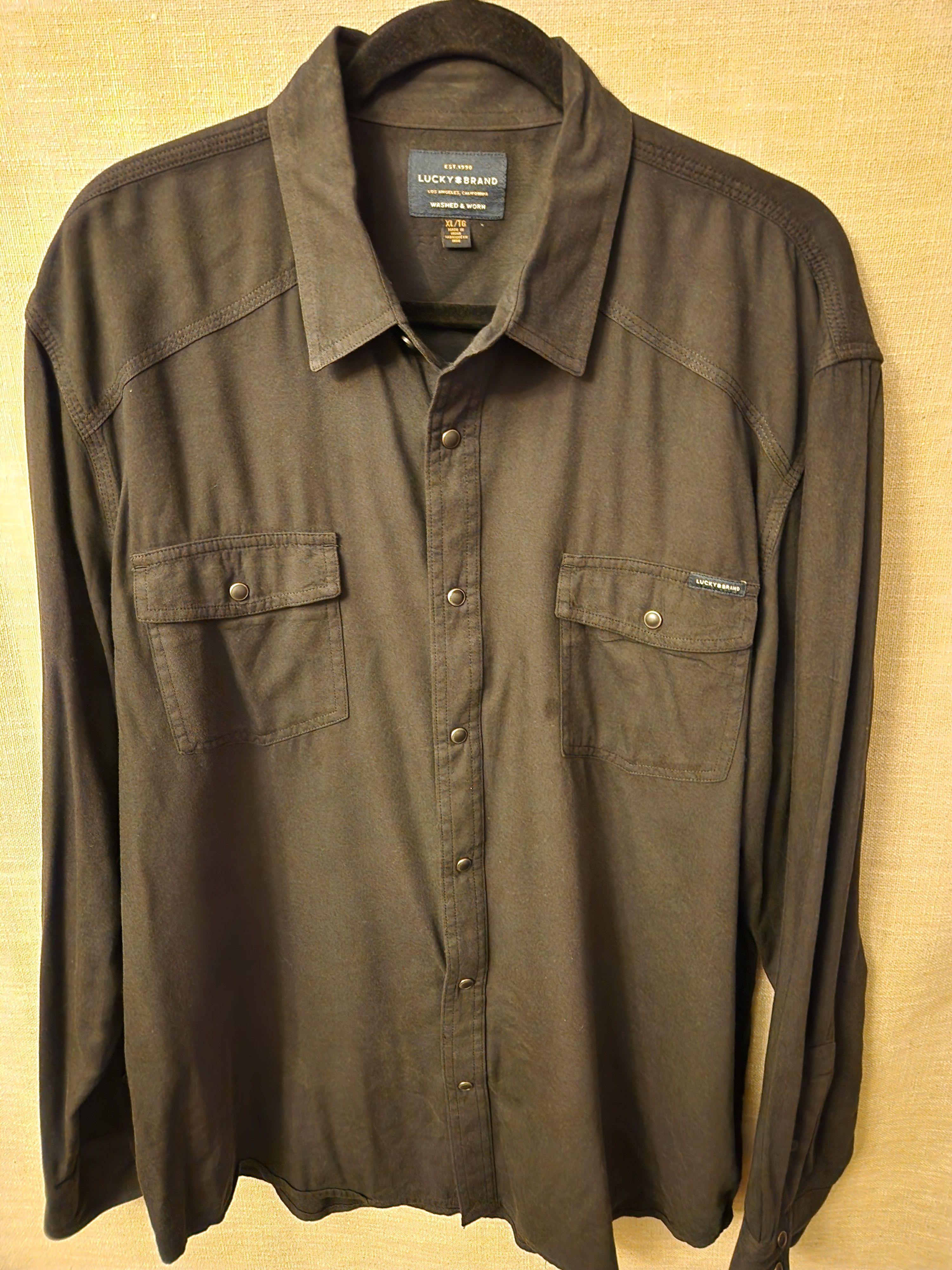 Lucky Brand × Vintage Vintage 90's Long Sleeve Western Style Shirt Size US XL / EU 56 / 4 - 1 Thumbnail