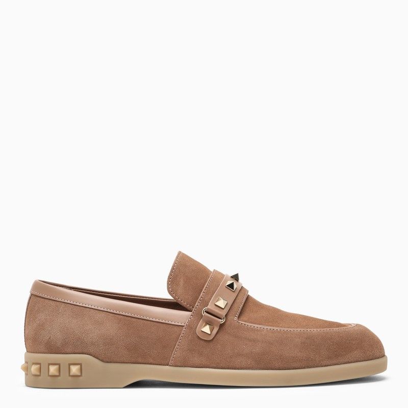 image of Valentino Garavani Camel-Coloured Leather Leisure Flows Moccasin Shoes in Beige, Women's (Size 6)