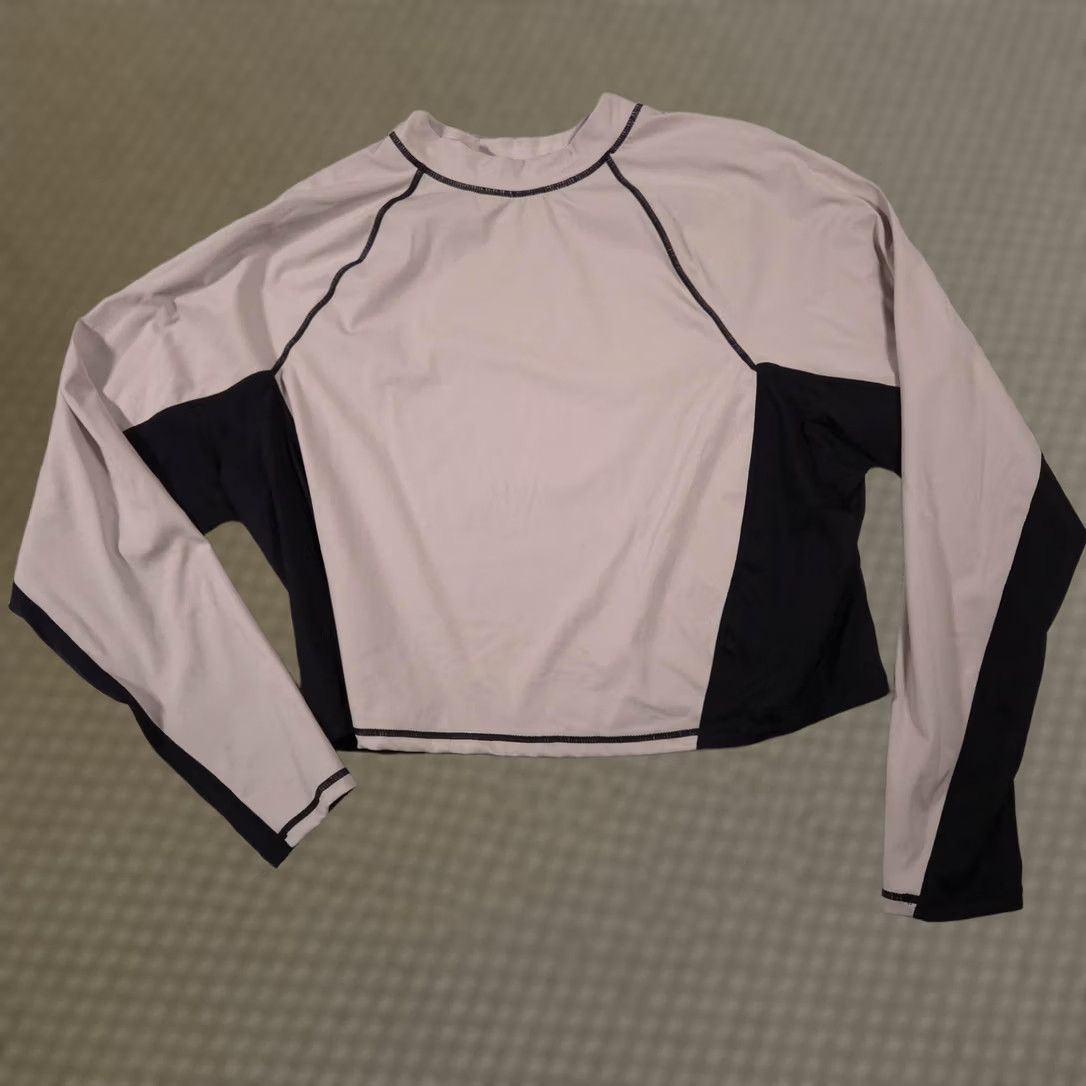 Fabletics Fabletics Shirt Womens 3X Tan Black Colorblock Long Sleeve Mock Neck Athletic Shirt Cropped Nylon Polyester Pullover Gym & Training Womens Size XXL / US 16-18 / IT 52-54 - 1 Thumbnail
