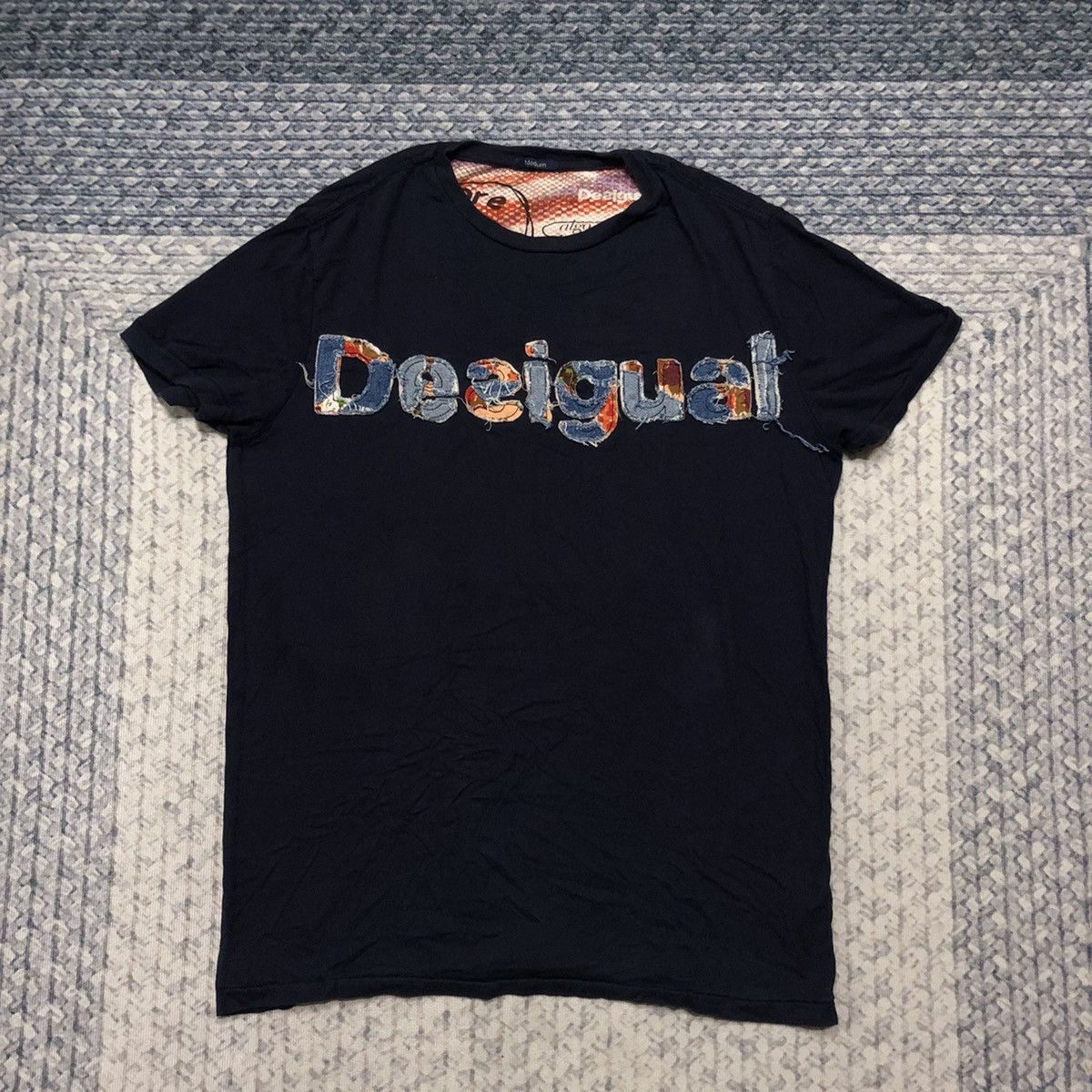 image of Hot Item Desigual Spellout Tees in Blue, Men's (Size Medium)