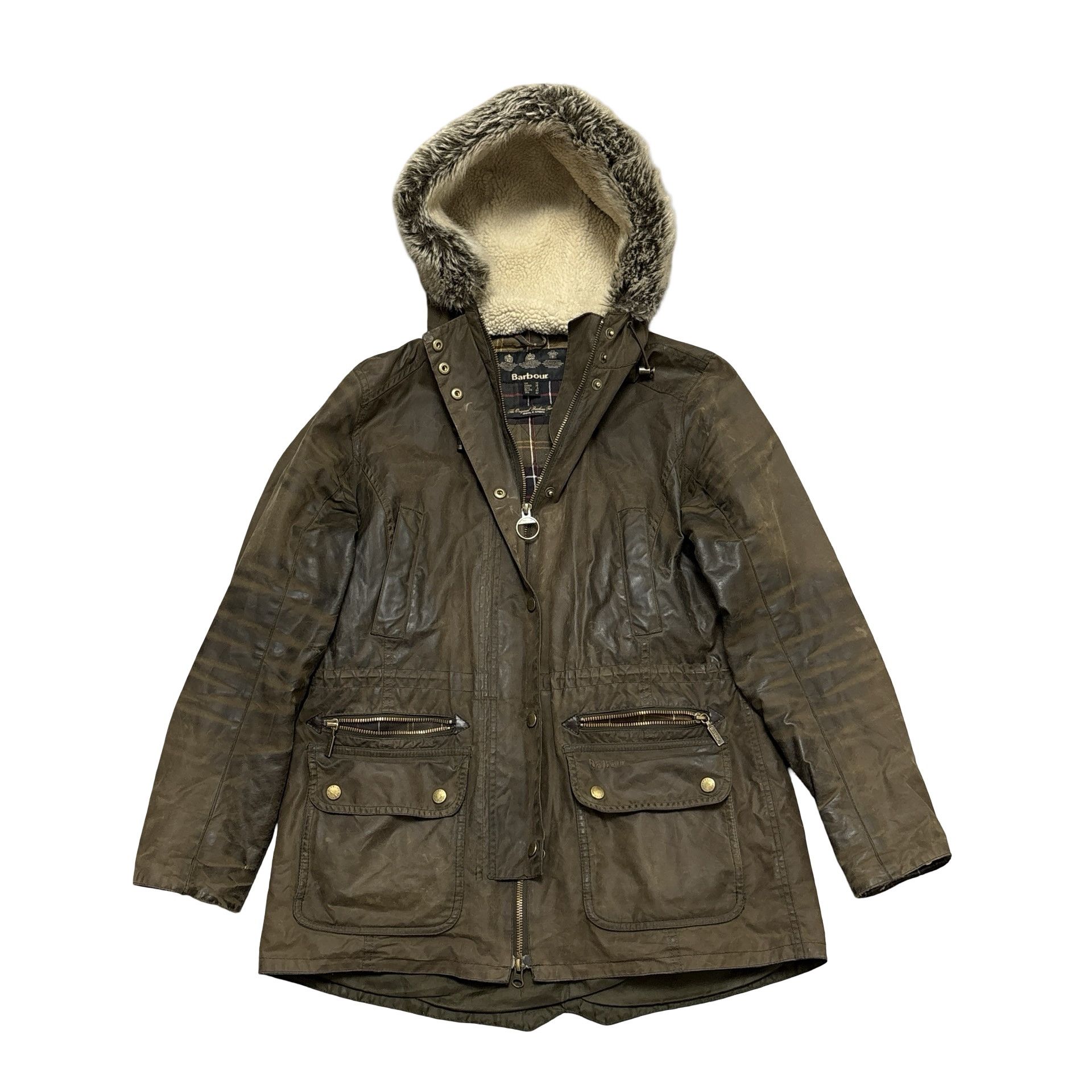 Barbour Barbour Wax Jacket Kelsall Womens Coat Faux Fur Tartan Lined Size M / US 6-8 / IT 42-44 - 1 Thumbnail