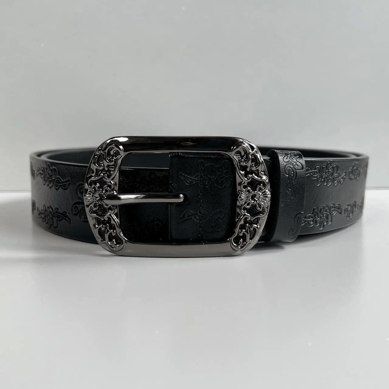 Cowboy Equipment vintage style american western floral design black belt Size ONE SIZE - 5 Thumbnail