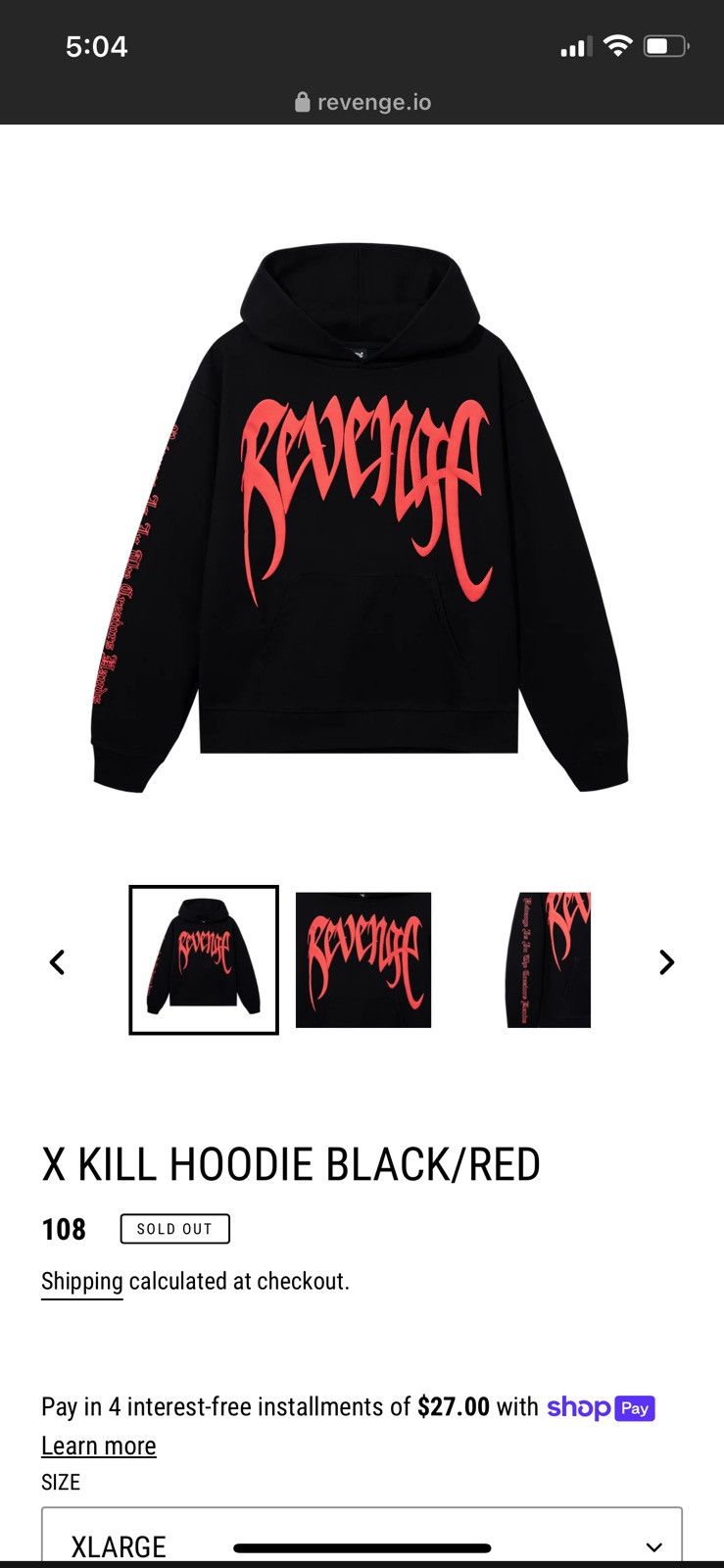 image of Revenge Bred Kill Xxxtentacion Hoodie in Black, Men's (Size XL)