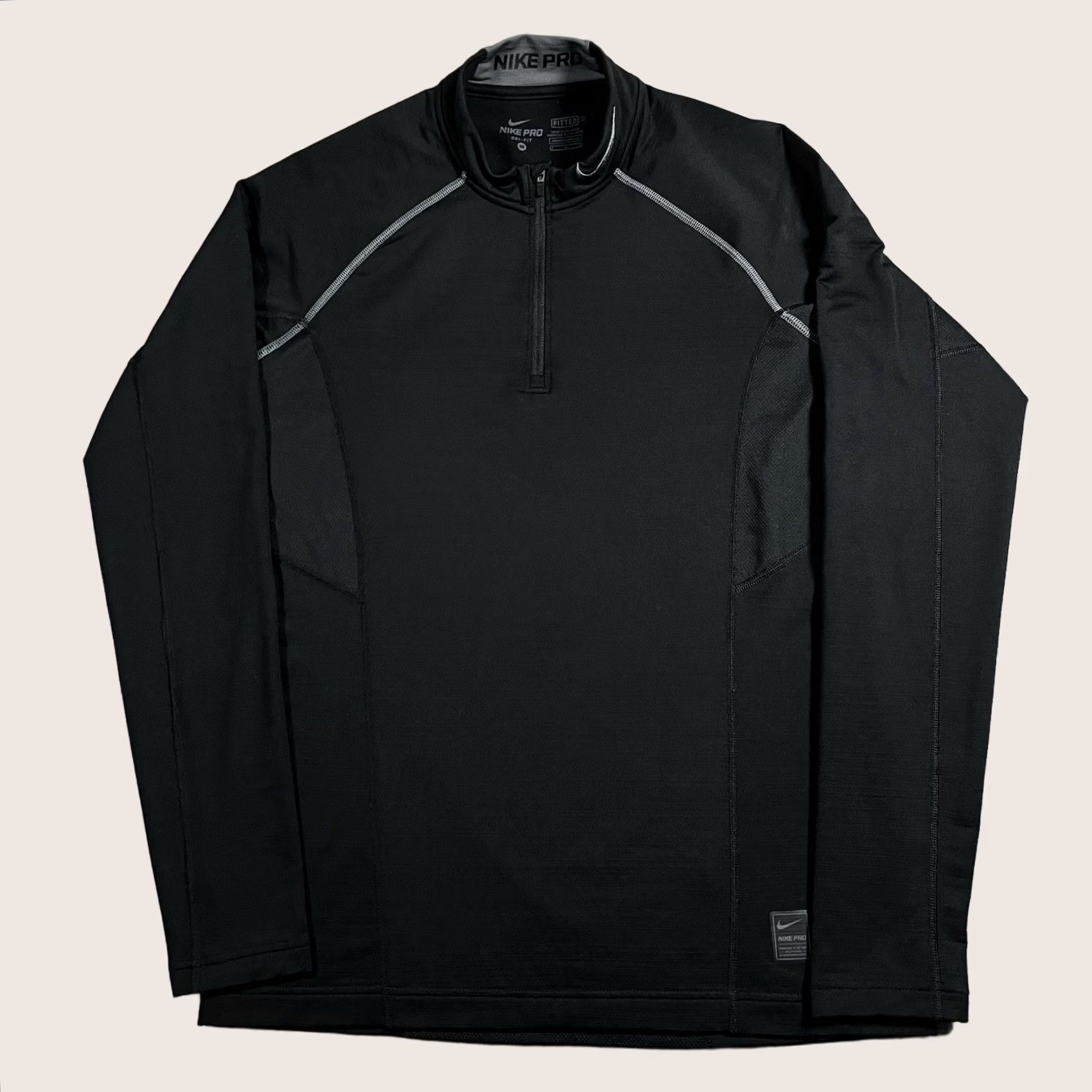 Nike Nike Pro Combat 1/4 Zip Pullover Mens M Black Long Sleeve Fitted Compression Shirt Size US M / EU 48-50 / 2 - 1 Thumbnail