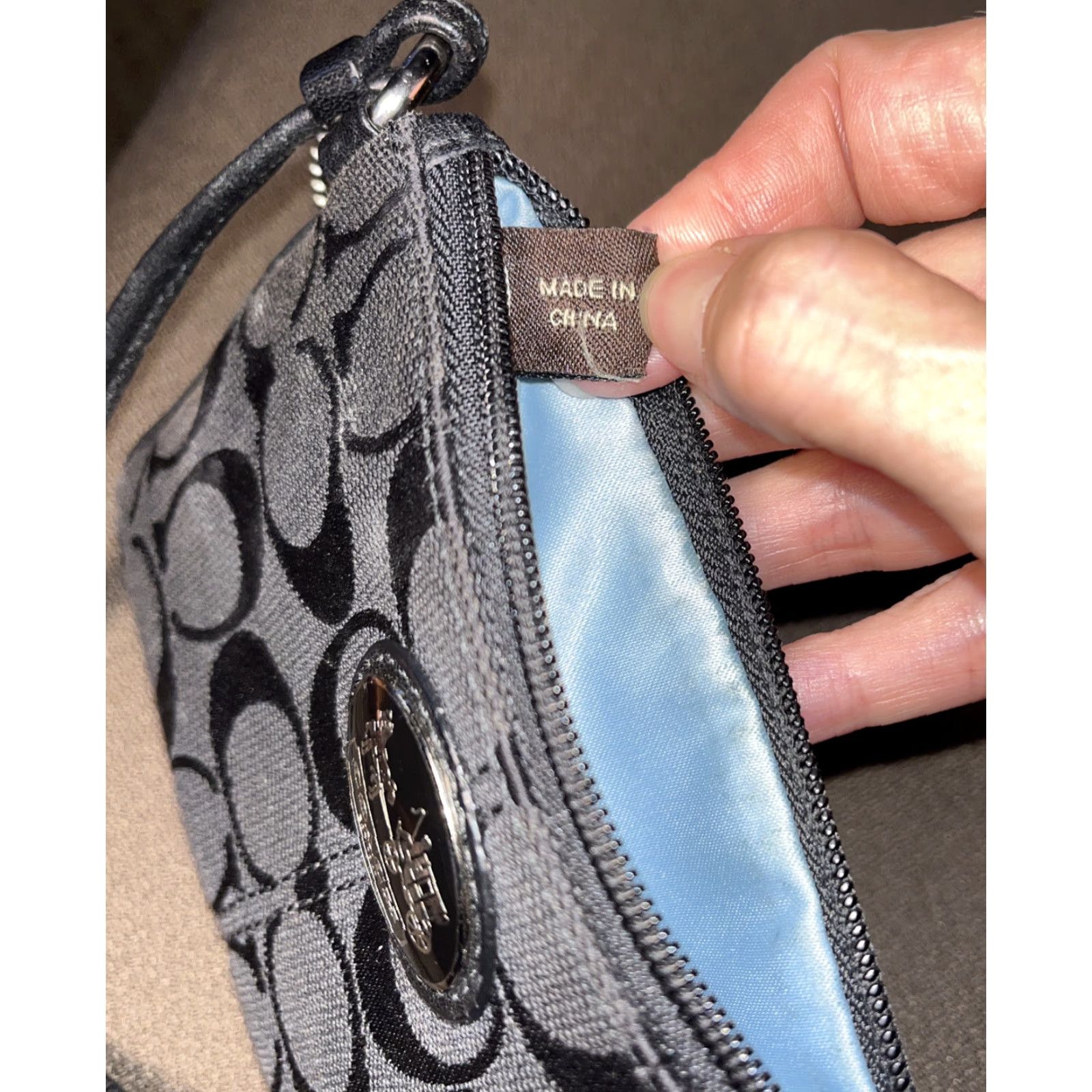 Coach VINTAGE COACH Monogram Wristlet Clutch Women Small Black Canvas Silver Hardware Blue Lining Bag Accessories Small Size ONE SIZE - 6 Thumbnail