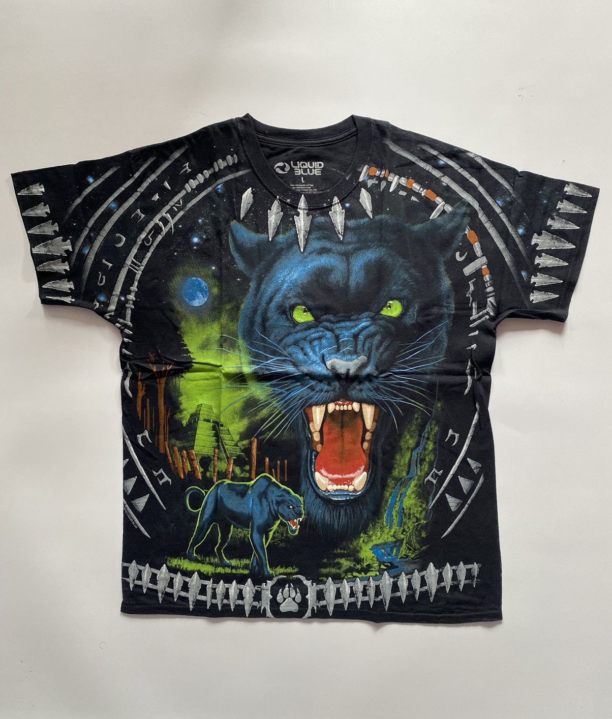 Liquid Blue Tribal Panther All Over Print Short Sleeve