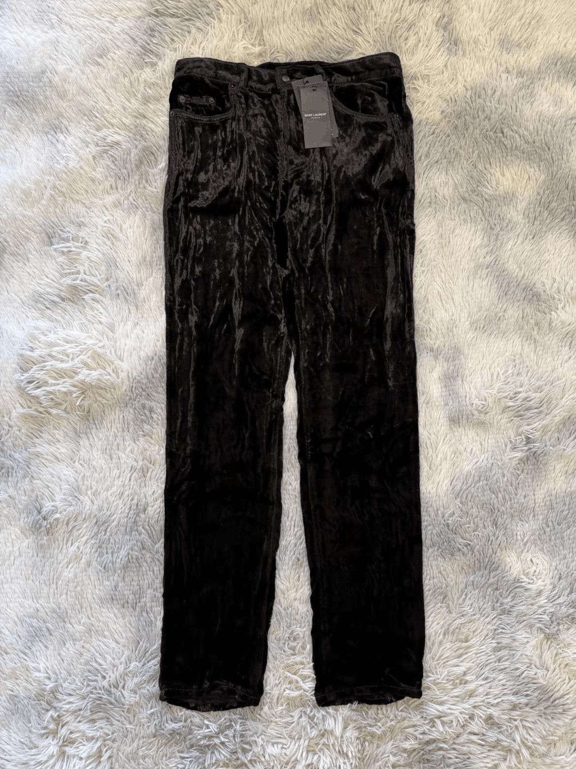 パンツ SAINT LAURENT PARIS VELVET PANT BLACK 31 Saint Laurent Paris ,Velours Casual Pants in Black Velvet