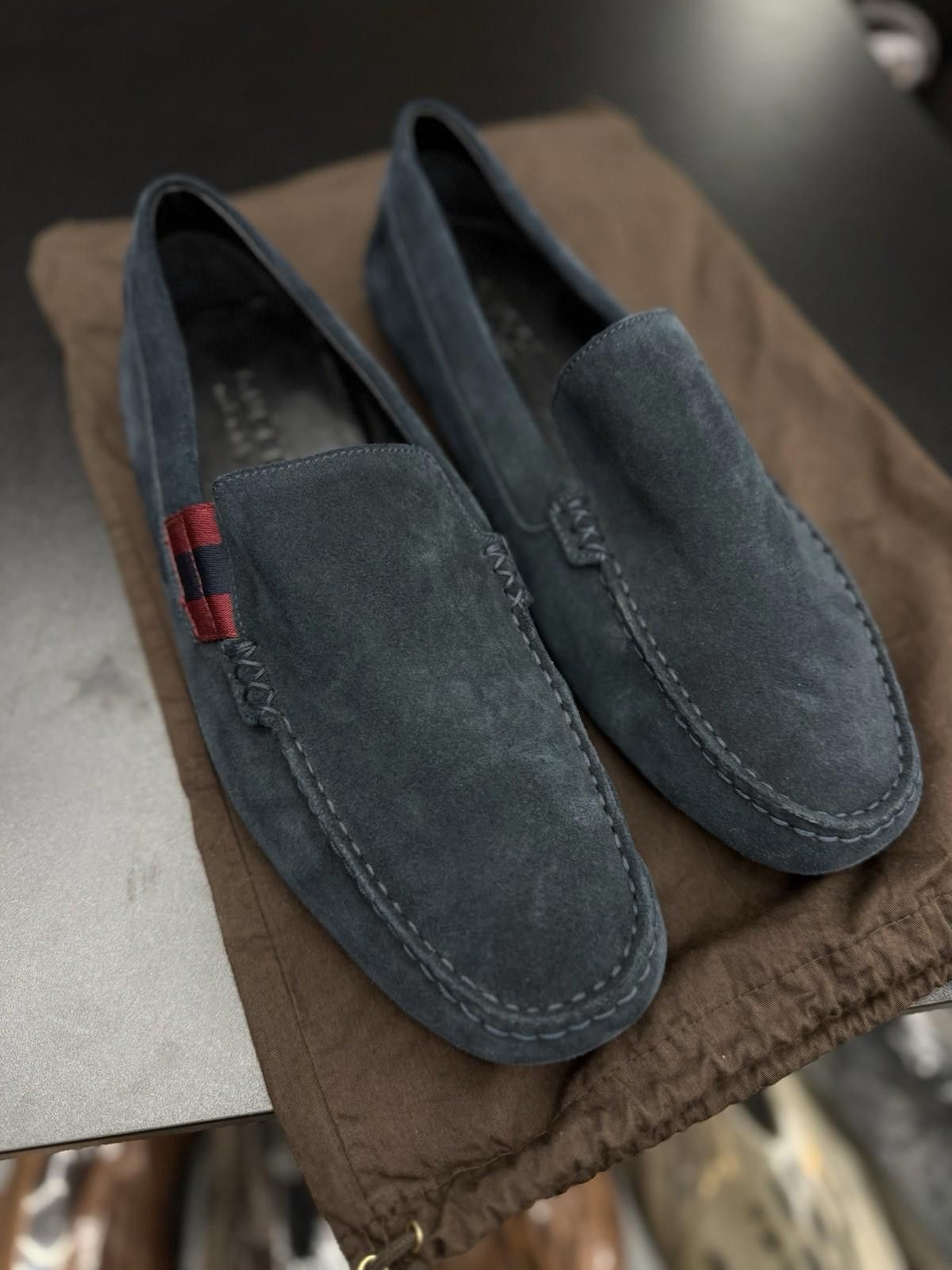 Gucci Gucci Men Blue Suede Slip On Loafer Shoe $1075 9.5G/10US Size US 10 / EU 43 - 4 Thumbnail