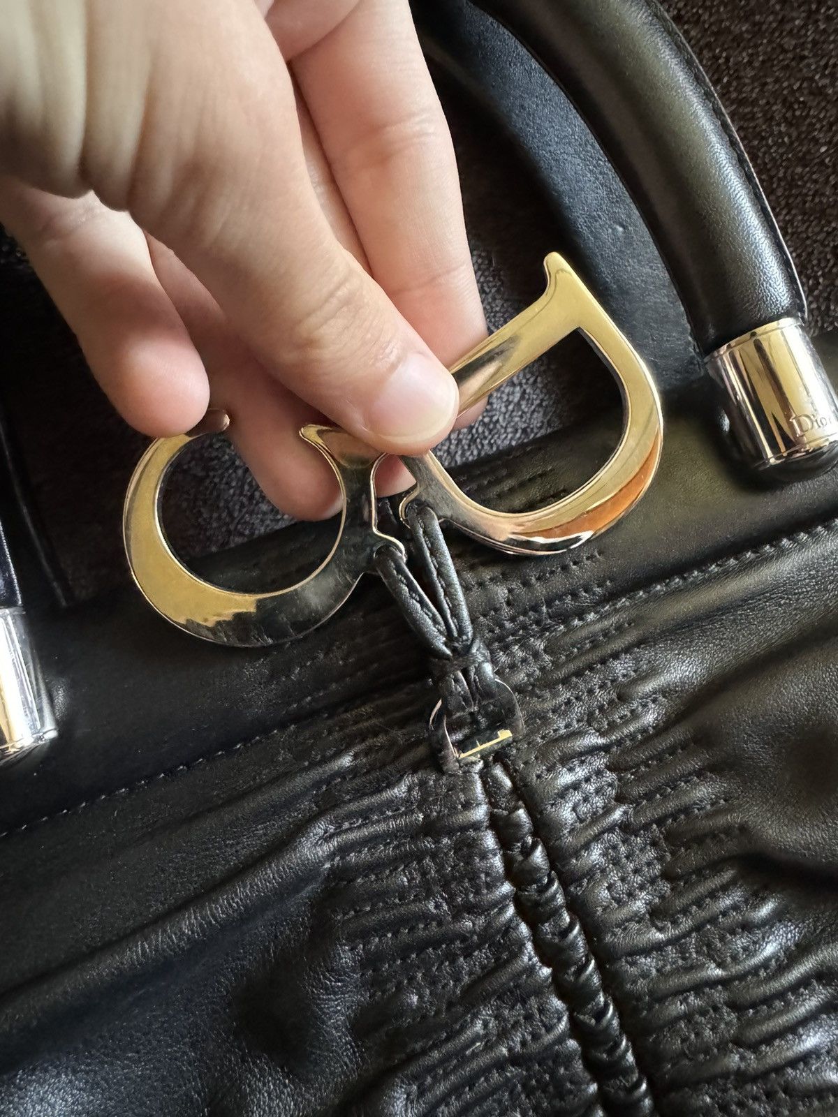 Dior Dior Karenina Black Leather HandBag Size ONE SIZE - 6 Thumbnail
