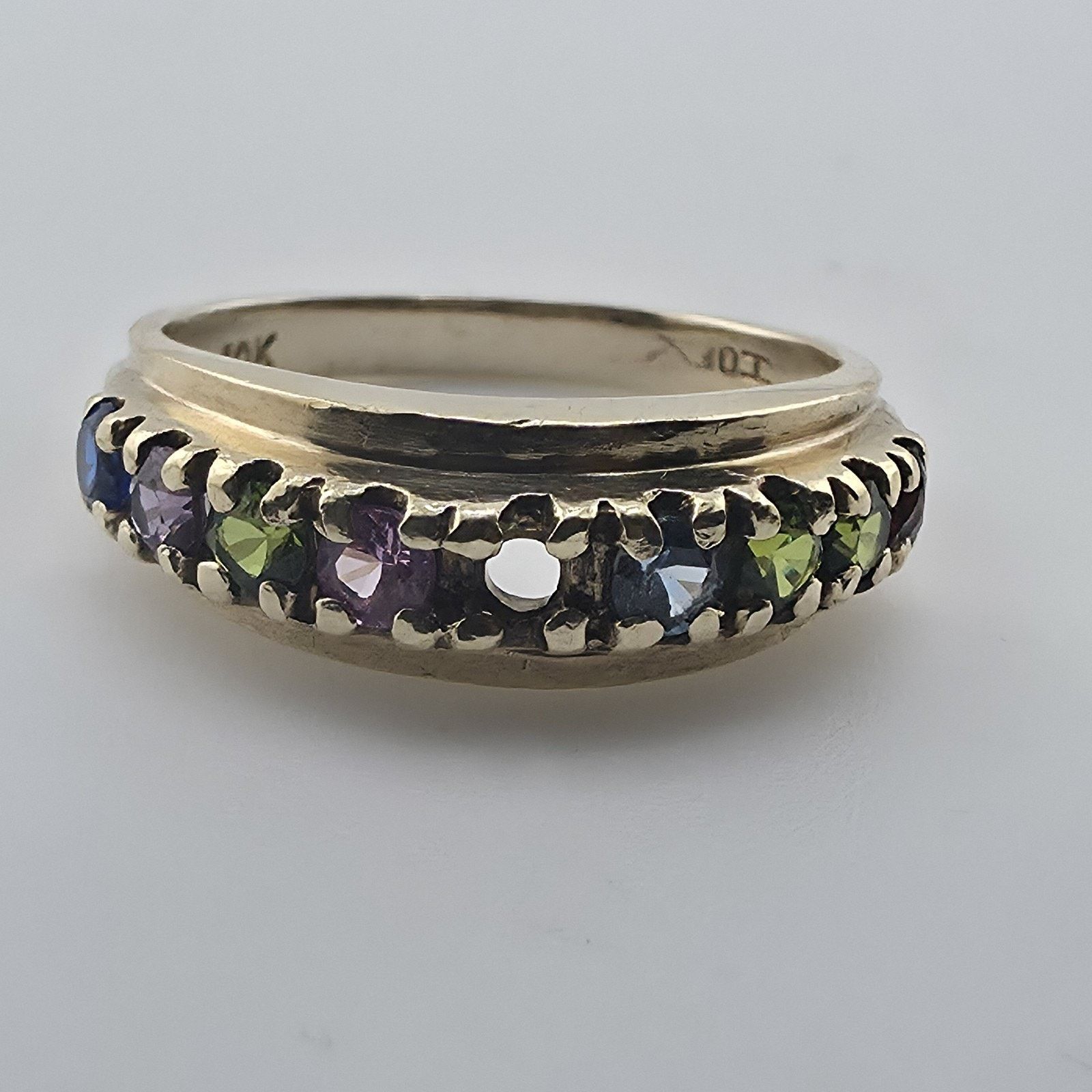 Other 10K Yellow Gold Multi Gemstone Ring 6.5 VTG Missing Stone Size ONE SIZE - 7 Thumbnail