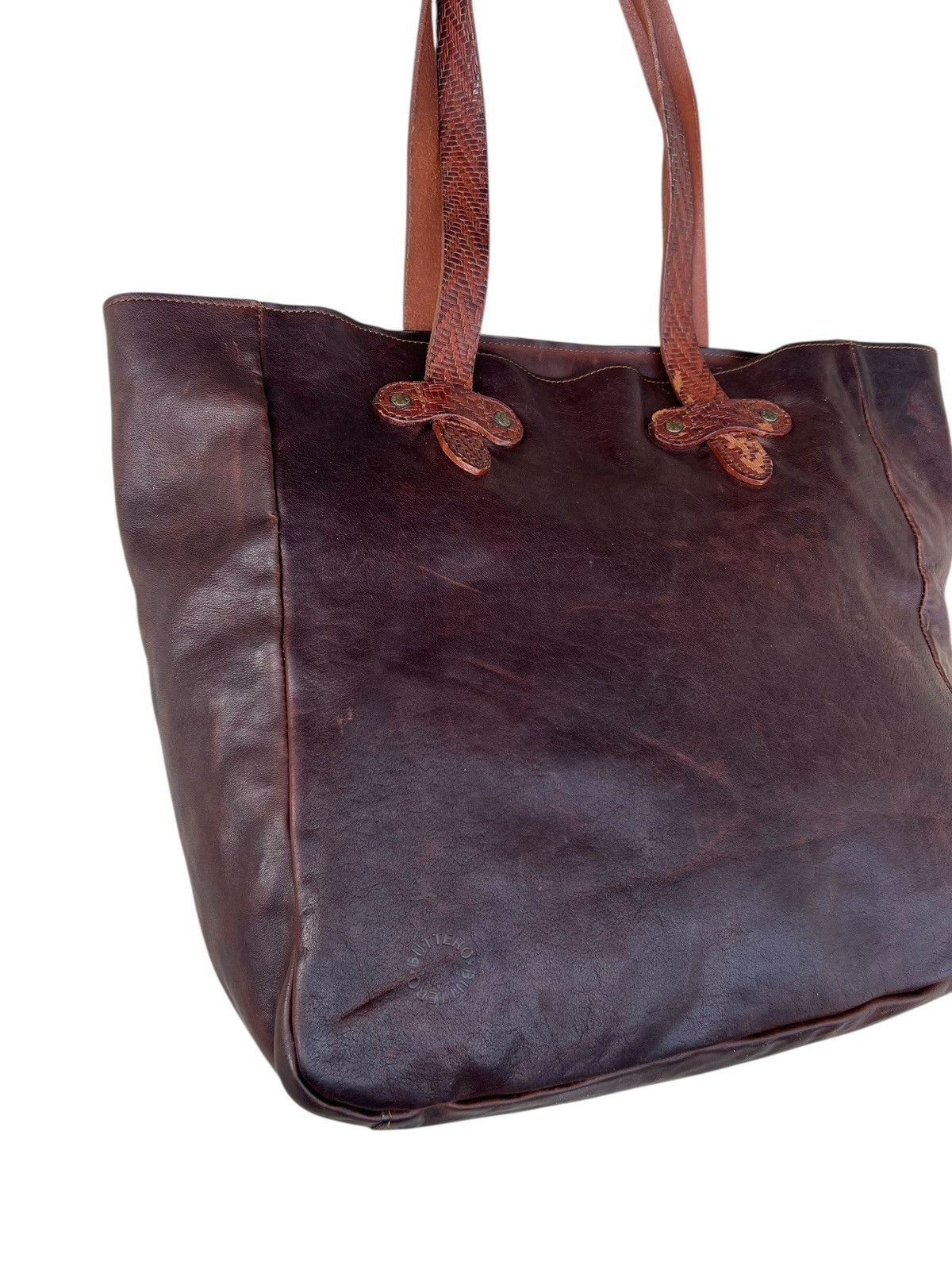Buttero Vintage Buttero Italy Distressed Patina Leather Tote Bag Size ONE SIZE - 8 Thumbnail