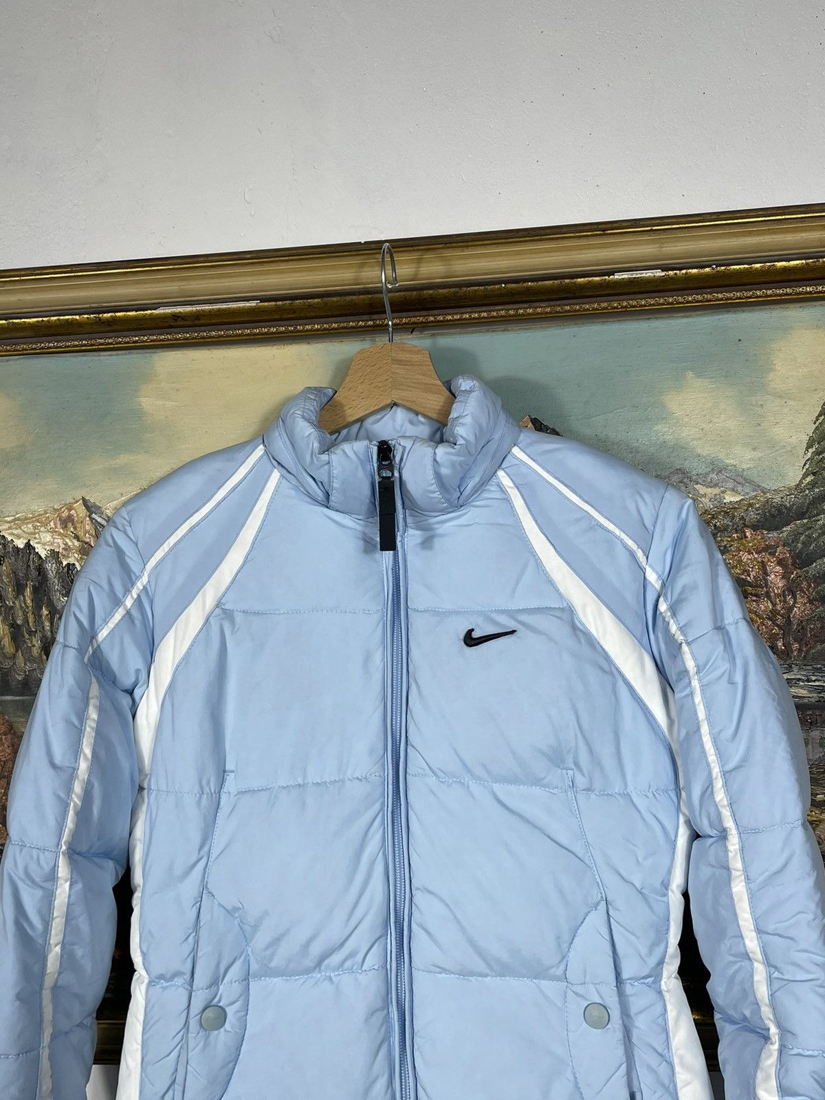 Nike × Vintage Nike Small Swoosh Zip Hoodie Blue Y2k 00s Retro Winter Warm Size XS / US 0-2 / IT 36-38 - 5 Thumbnail