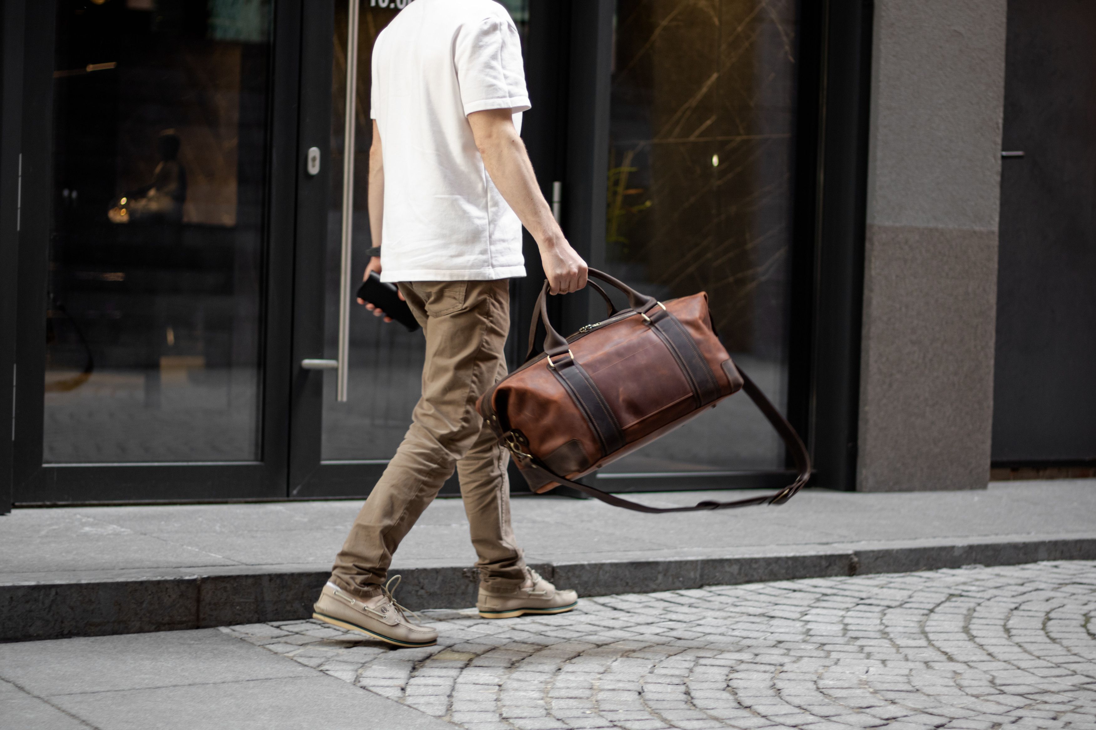 Handmade Genuine vintage leather travel bag. Gym bag. Duffel Bag Size ONE SIZE - 7 Thumbnail