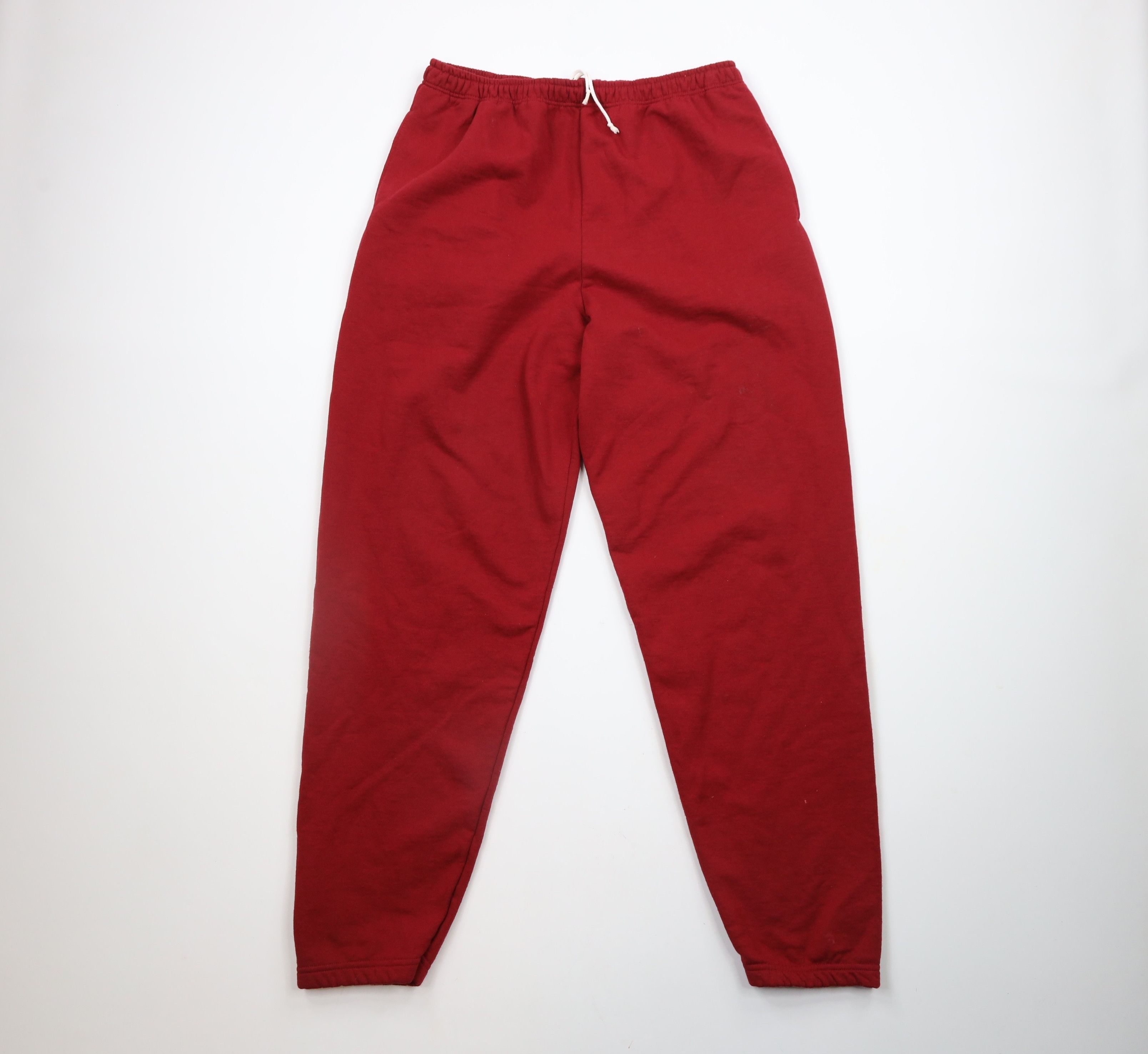 Vintage Vintage 90s Streetwear Blank Cuffed Sweatpants Joggers Red Size US 36 / EU 52 - 1 Thumbnail