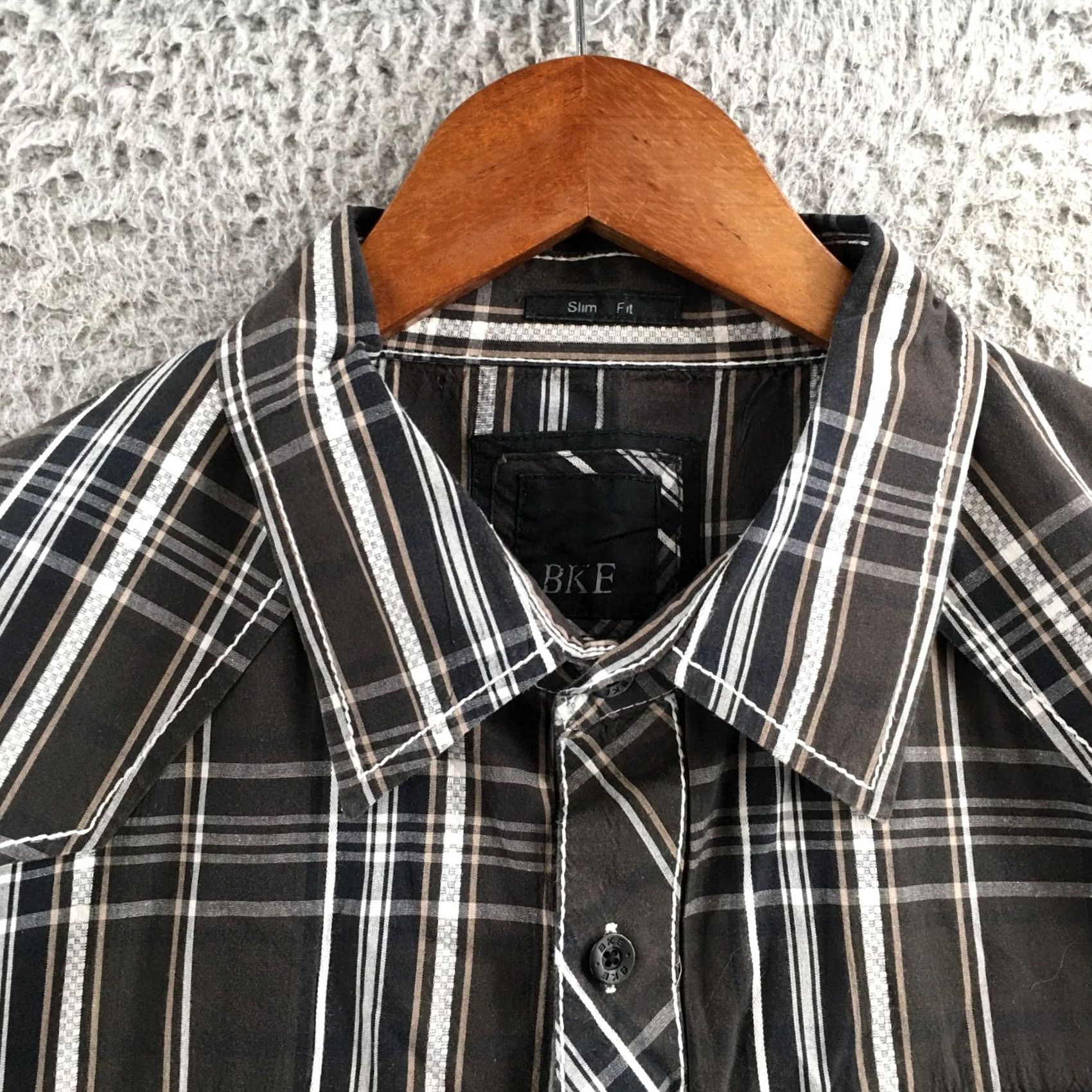 Vintage BKE Buckle Slim Fit Button Up Shirt Men XL Black Plaid Cotton Long Sleeve Casual Size US XL / EU 56 / 4 - 3 Thumbnail