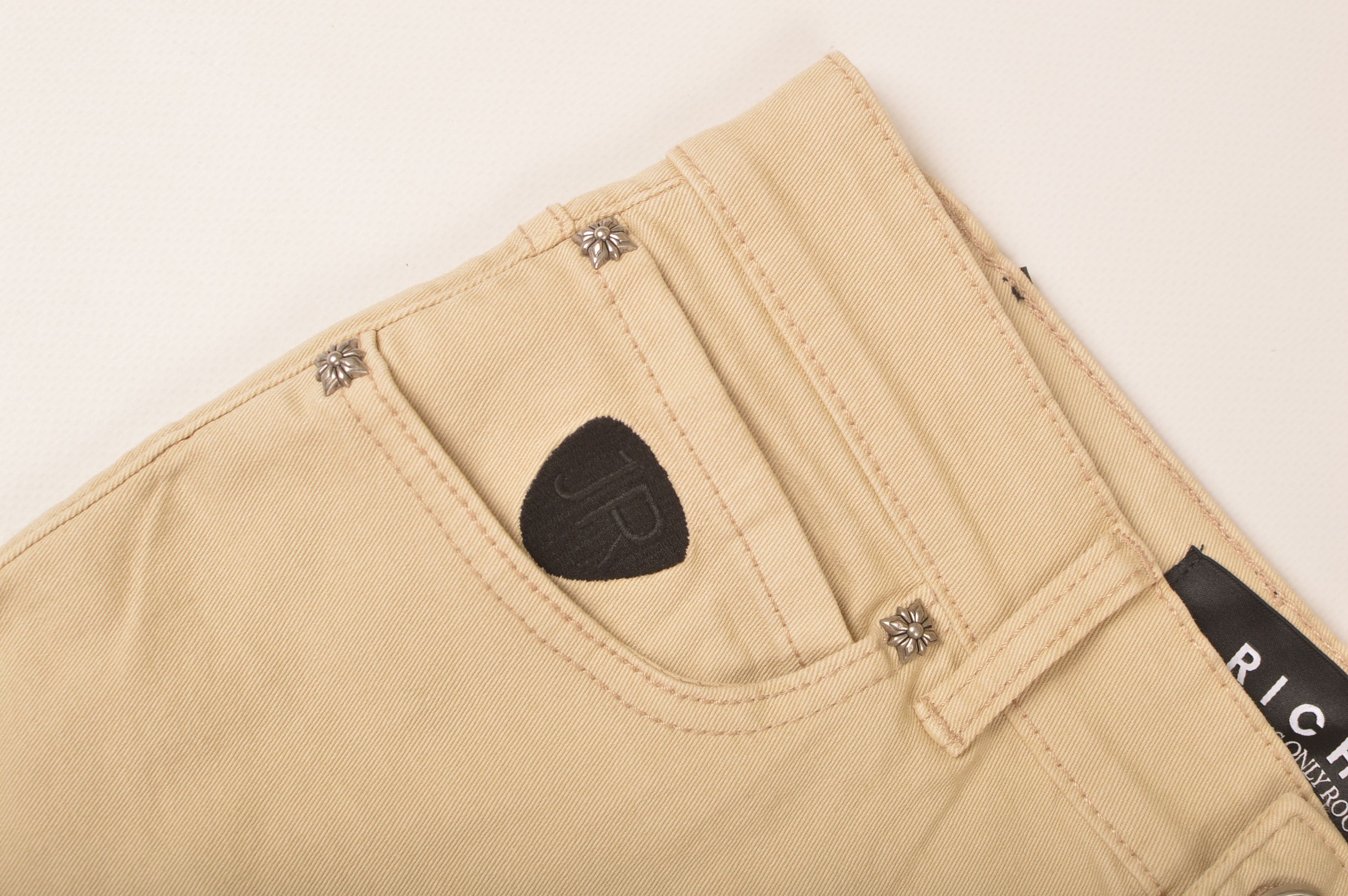 John Richmond × Richmond Denim John Richmond HWA22083JE Beige Printed Denim Jeans Size 28" / US 6 / IT 42 - 4 Thumbnail