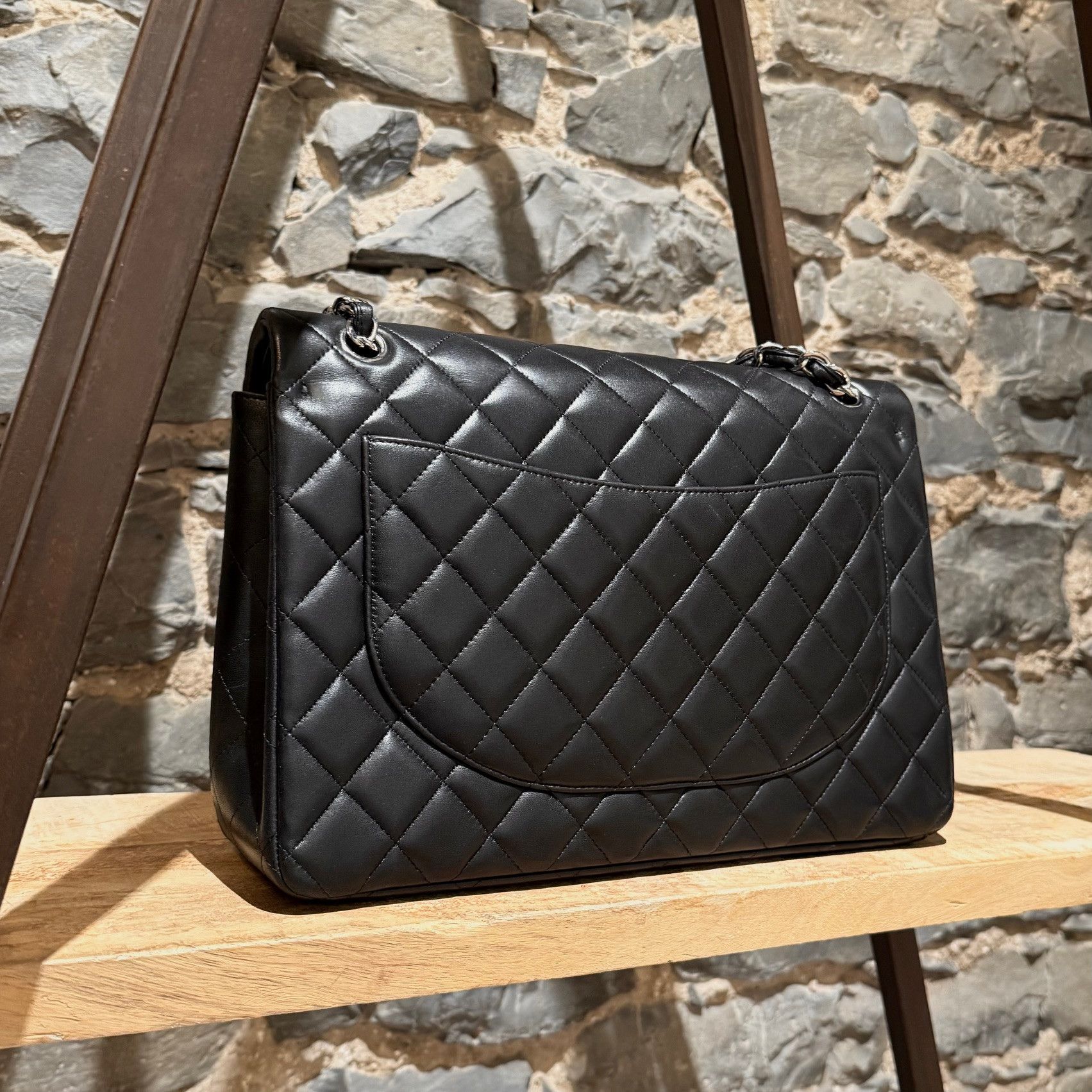 Chanel Chanel Black Lambskin Classic Maxi Double Flap Bag Size ONE SIZE - 7 Thumbnail