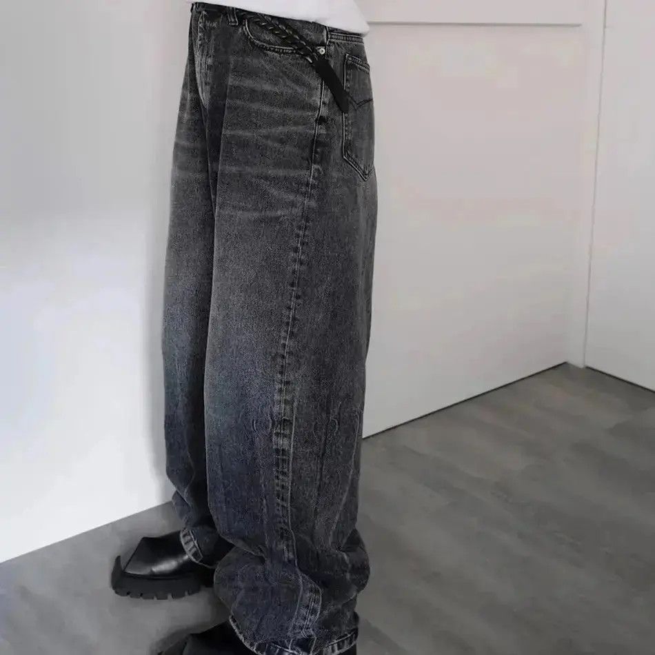 Japanese Brand Dark Grey Washed Damage Baggy jeans y2k streetwear Size US 32 / EU 48 - 2 Thumbnail