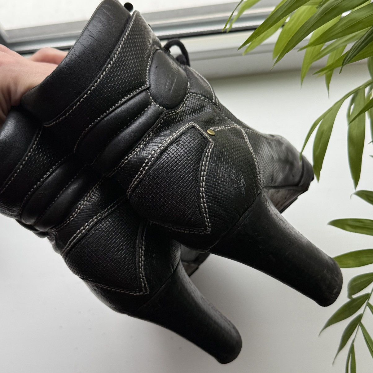 Jil Sander 📌Vintage Jil Sander Leather Avant-Garde Lace-up Heeled Boots Size US 11 / IT 41 - 16 Thumbnail