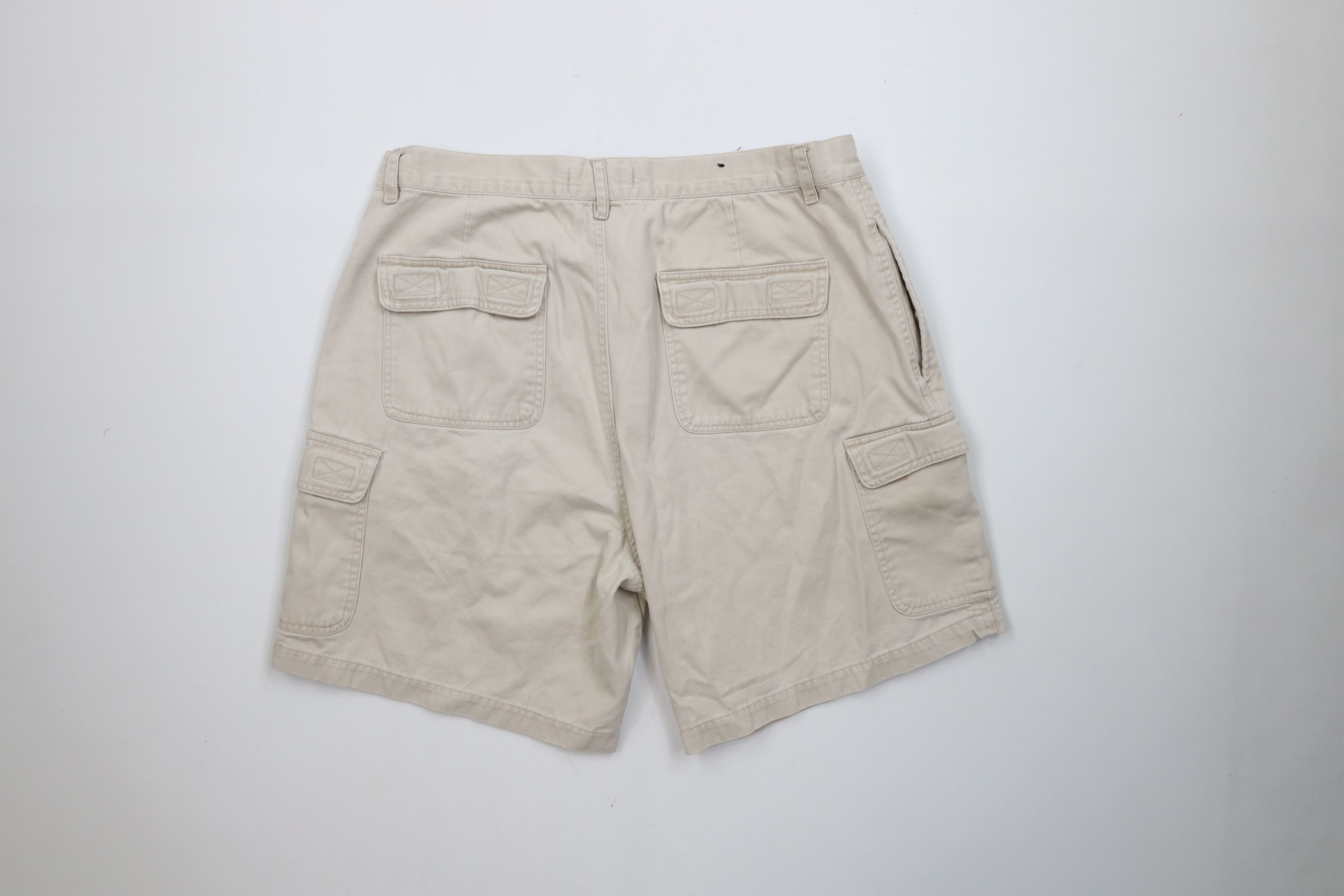 Vintage Vintage 90s Streetwear Above Knee Cargo Shorts Beige Cotton Size US 36 / EU 52 - 10 Thumbnail