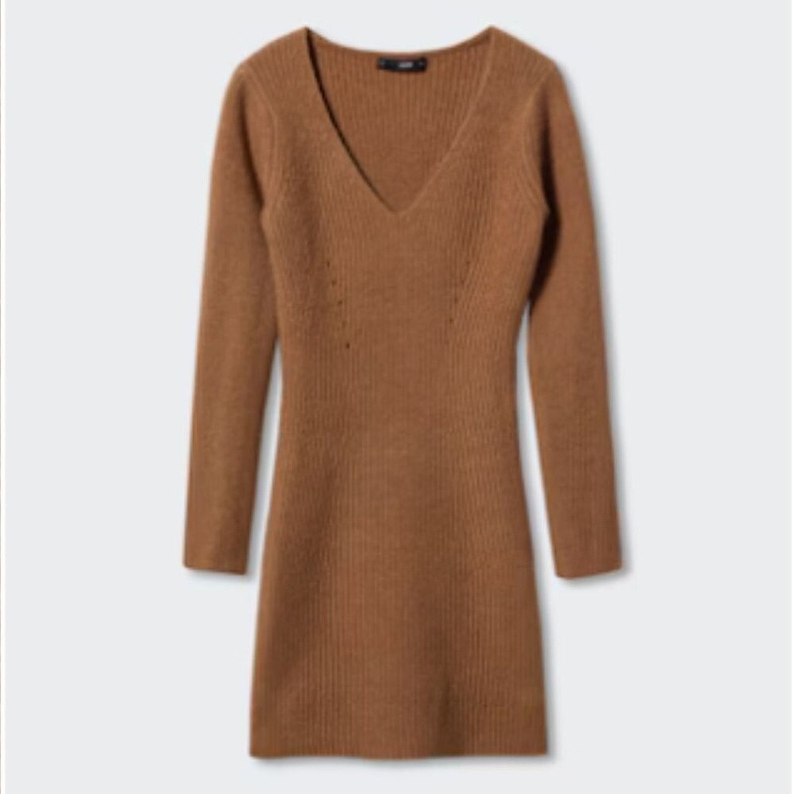 Mango Mango Short Knitted Dress Long Sleeve Brown NWT Size 6 Size M / US 6-8 / IT 42-44 - 1 Thumbnail