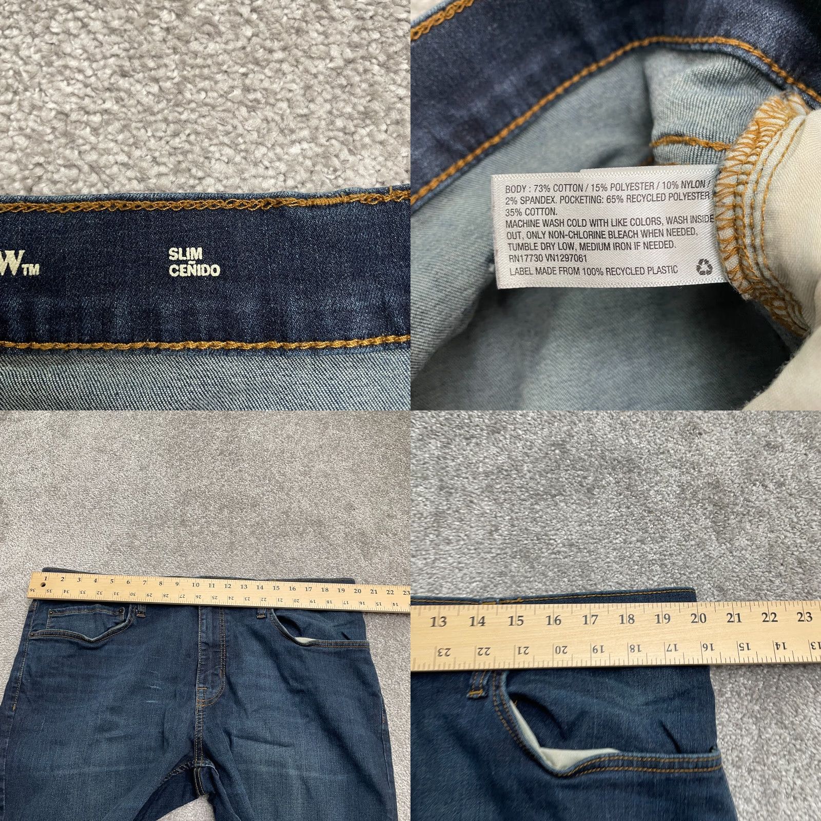 Vintage Goodfellow Jeans Slim Fit Denim Mens 40x30 Blue Dark Wash Straight Size US 40 / EU 56 - 8 Thumbnail
