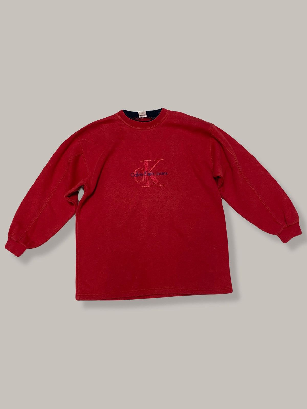 Calvin Klein Calvin Klein Vintage Double Neck Sweatshirt BIG LOGO Size US L / EU 52-54 / 3 - 1 Thumbnail