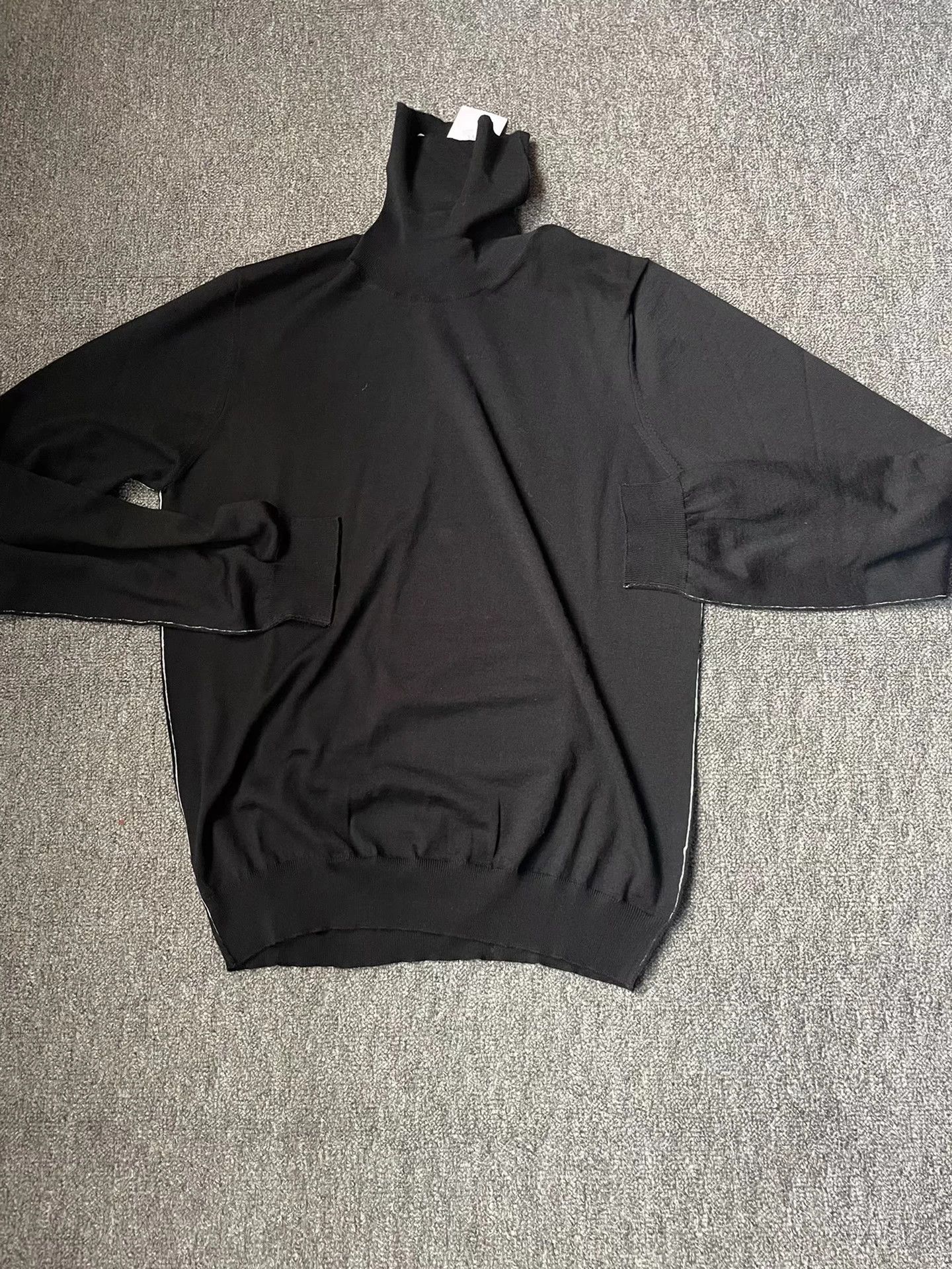 Maison Margiela Maison Margiela New Black Topstitched Wool T-neck Sweater XL Size US XL / EU 56 / 4 - 3 Thumbnail