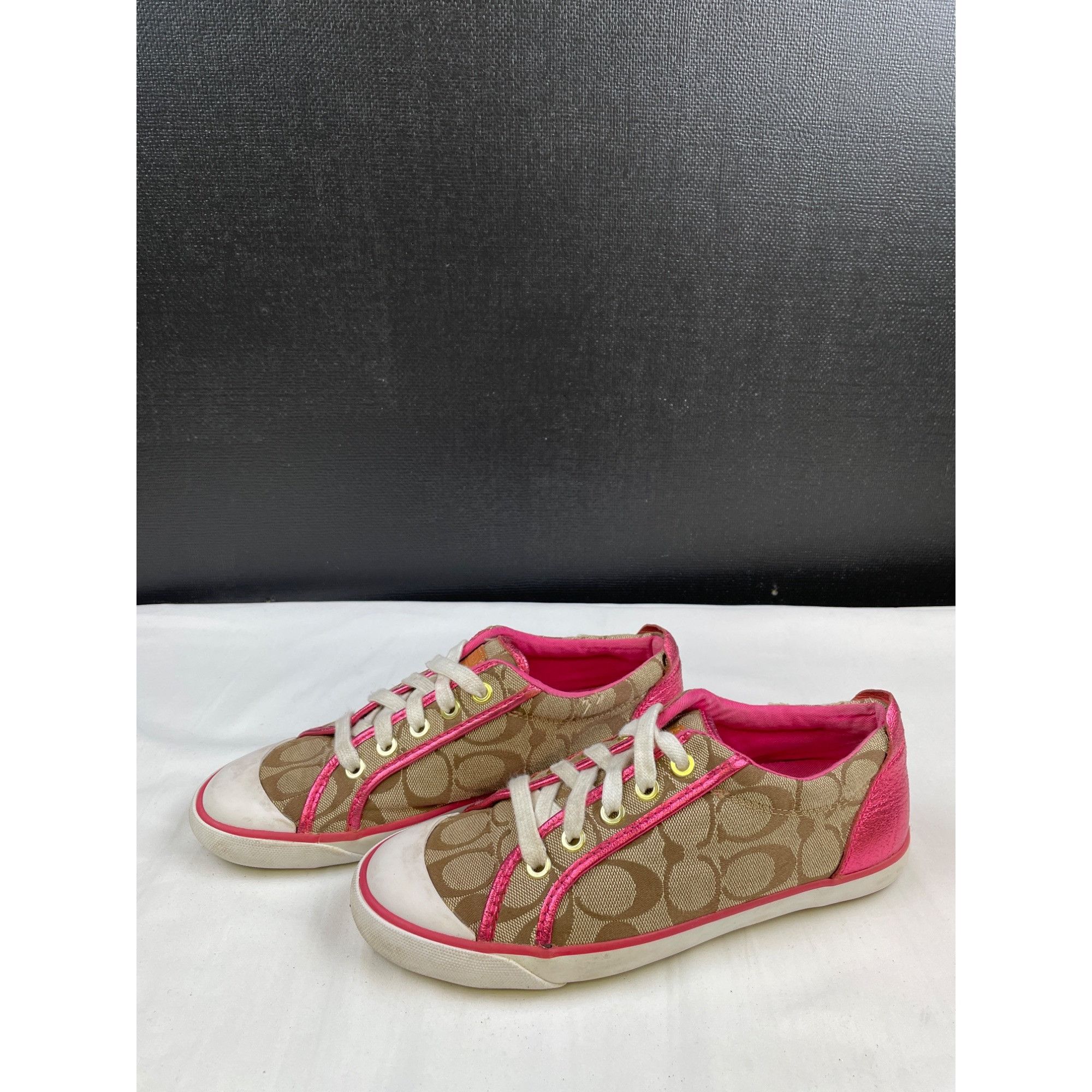 Coach Coach Women's Metallic Pink /Tan Canvas Sneakers/ Shoes Size Size US 7 / IT 37 - 3 Thumbnail